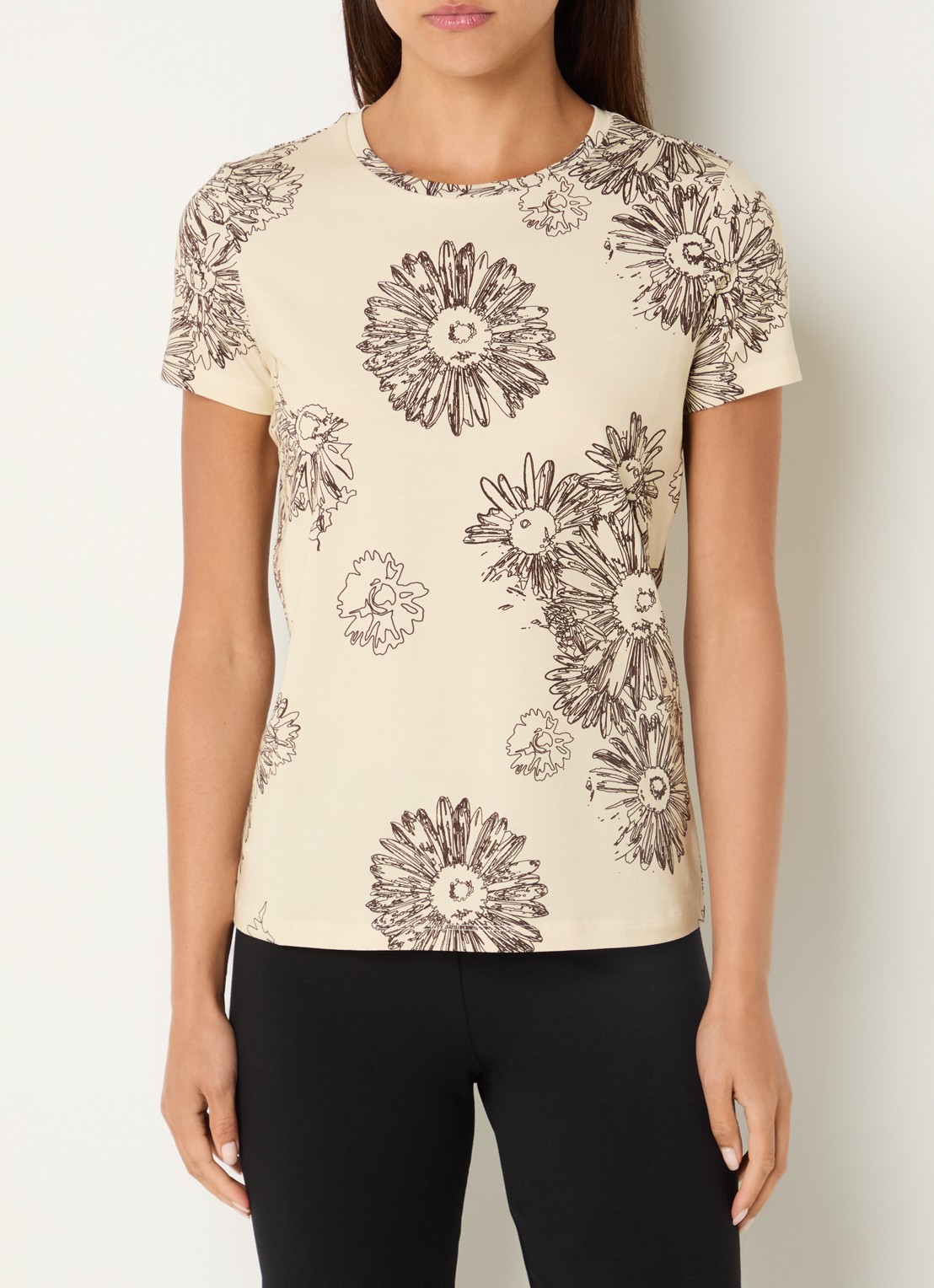 Armani T-shirt met print en ronde hals - detail 4 lichtgeel