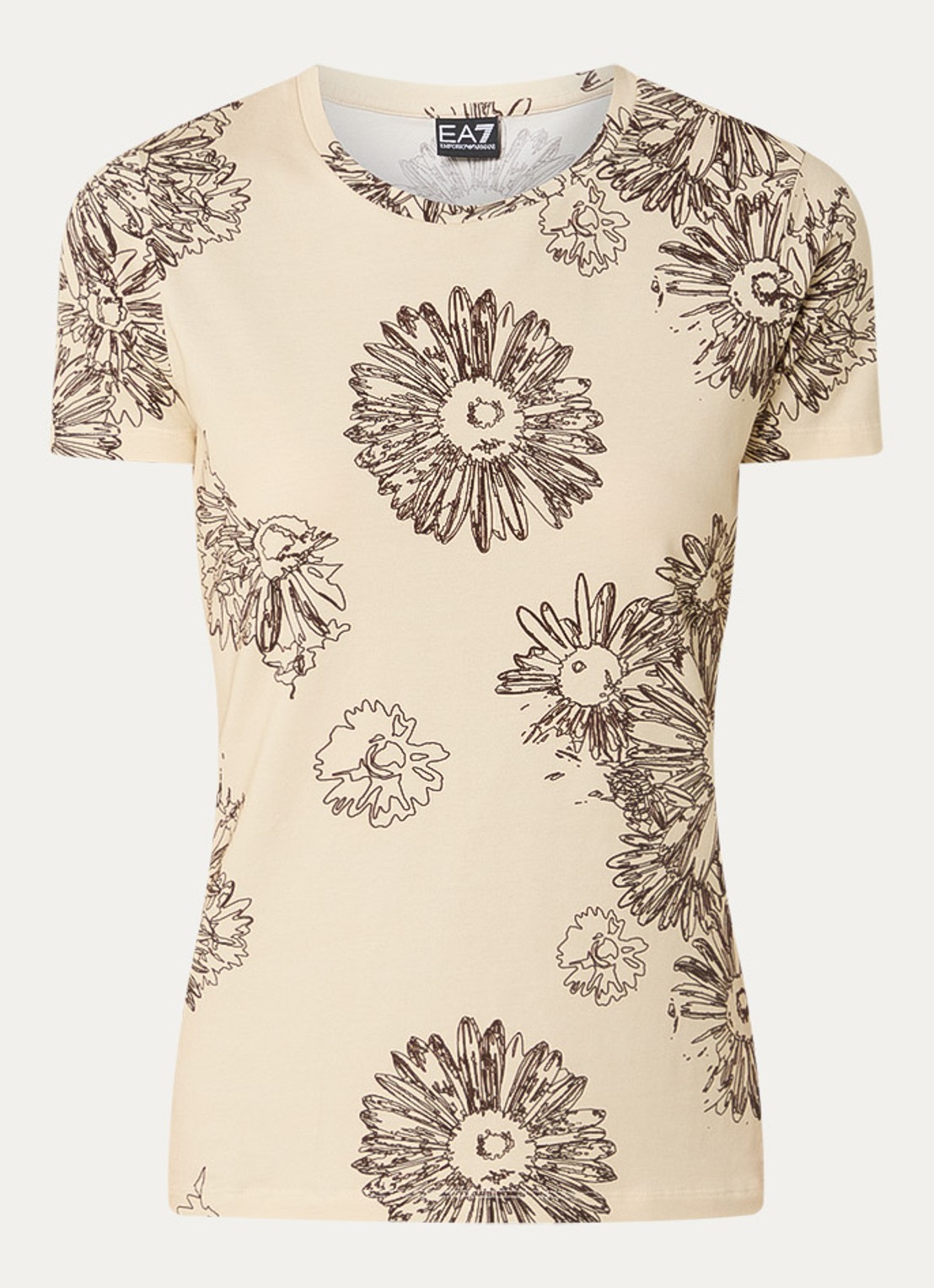 Armani T-shirt met print en ronde hals - voorkant lichtgeel