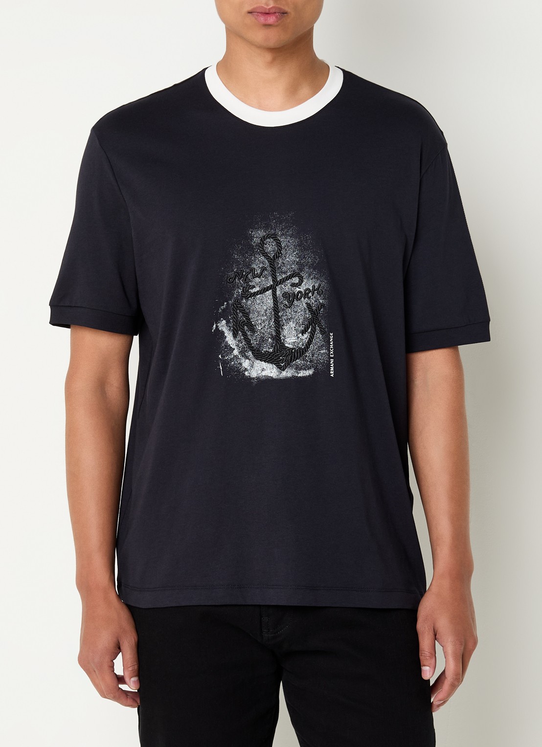 Armani T-shirt met print - detail 3 donkerblauw