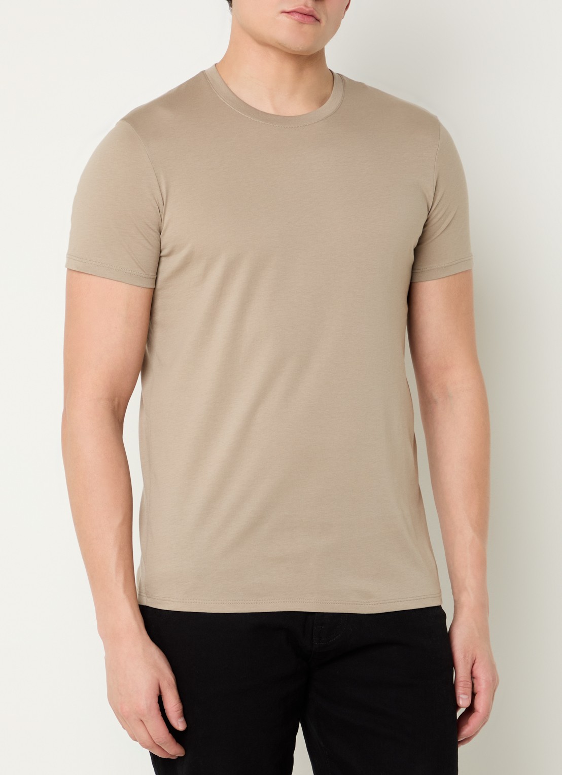 Armani T-shirt met ronde hals - detail khaki