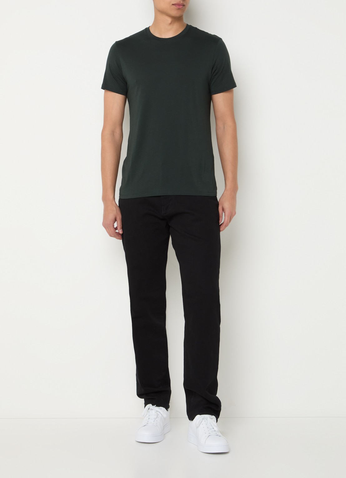 Armani T-shirt met ronde hals - voorkant 4 legergroen