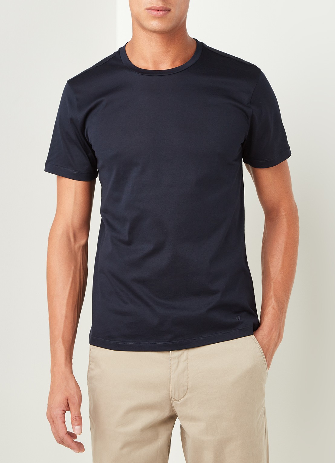 Armani T-shirt met ronde hals - detail 3 donkerblauw