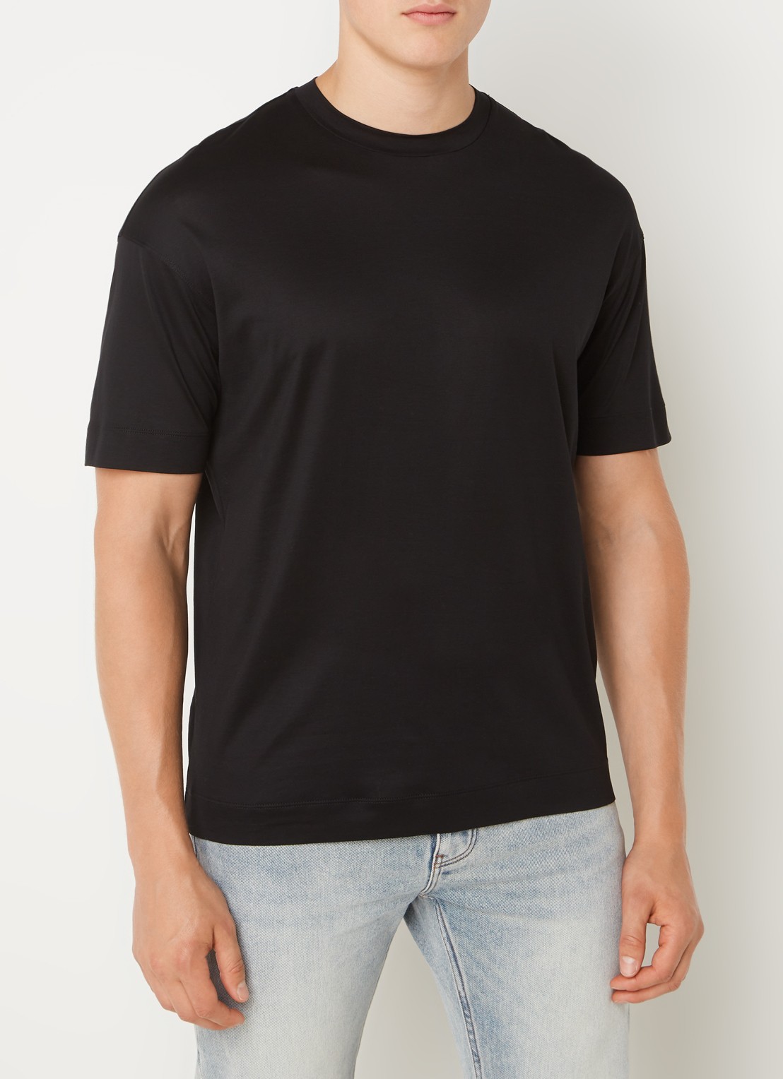 Armani T-shirt met ronde hals  - detail zwart