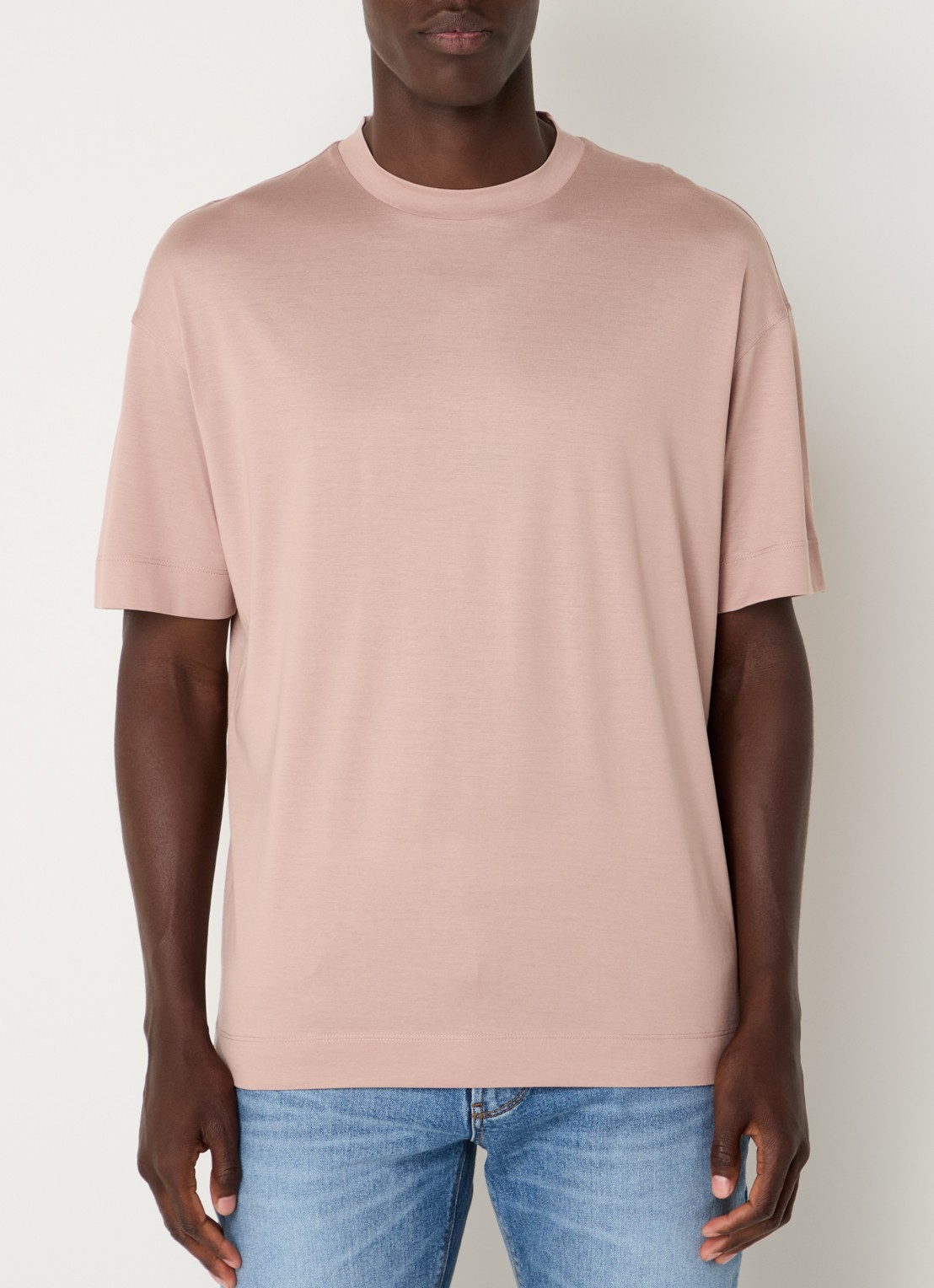 Armani T-shirt met ronde hals  - detail 2 oudroze