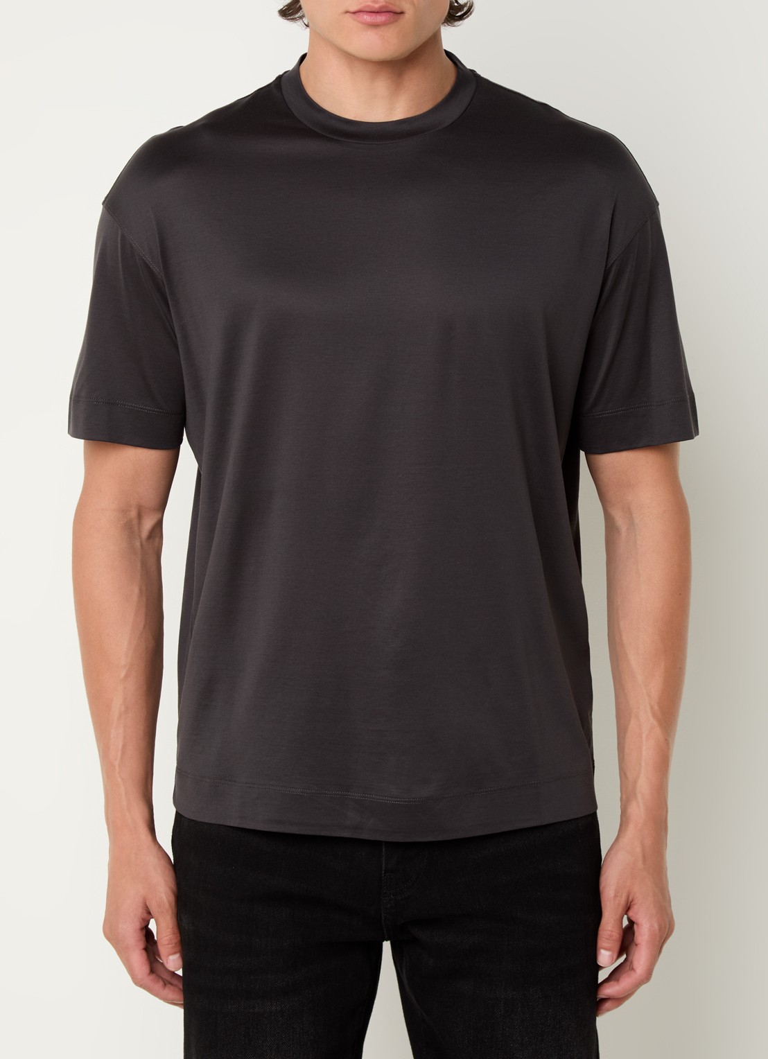 Armani T-shirt met ronde hals  - detail 2 antraciet