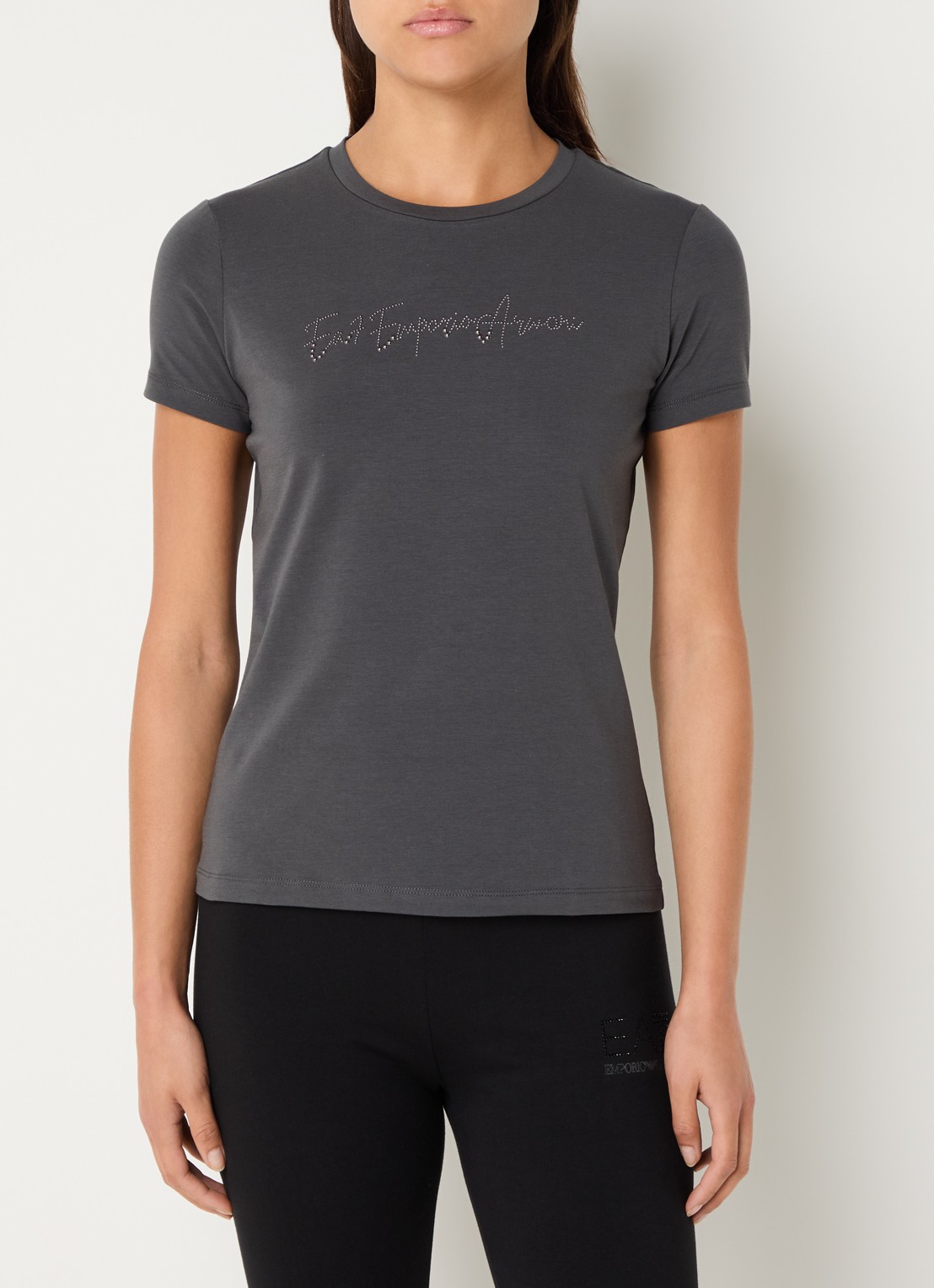 Armani T-shirt met strass - detail 3 donkergrijs
