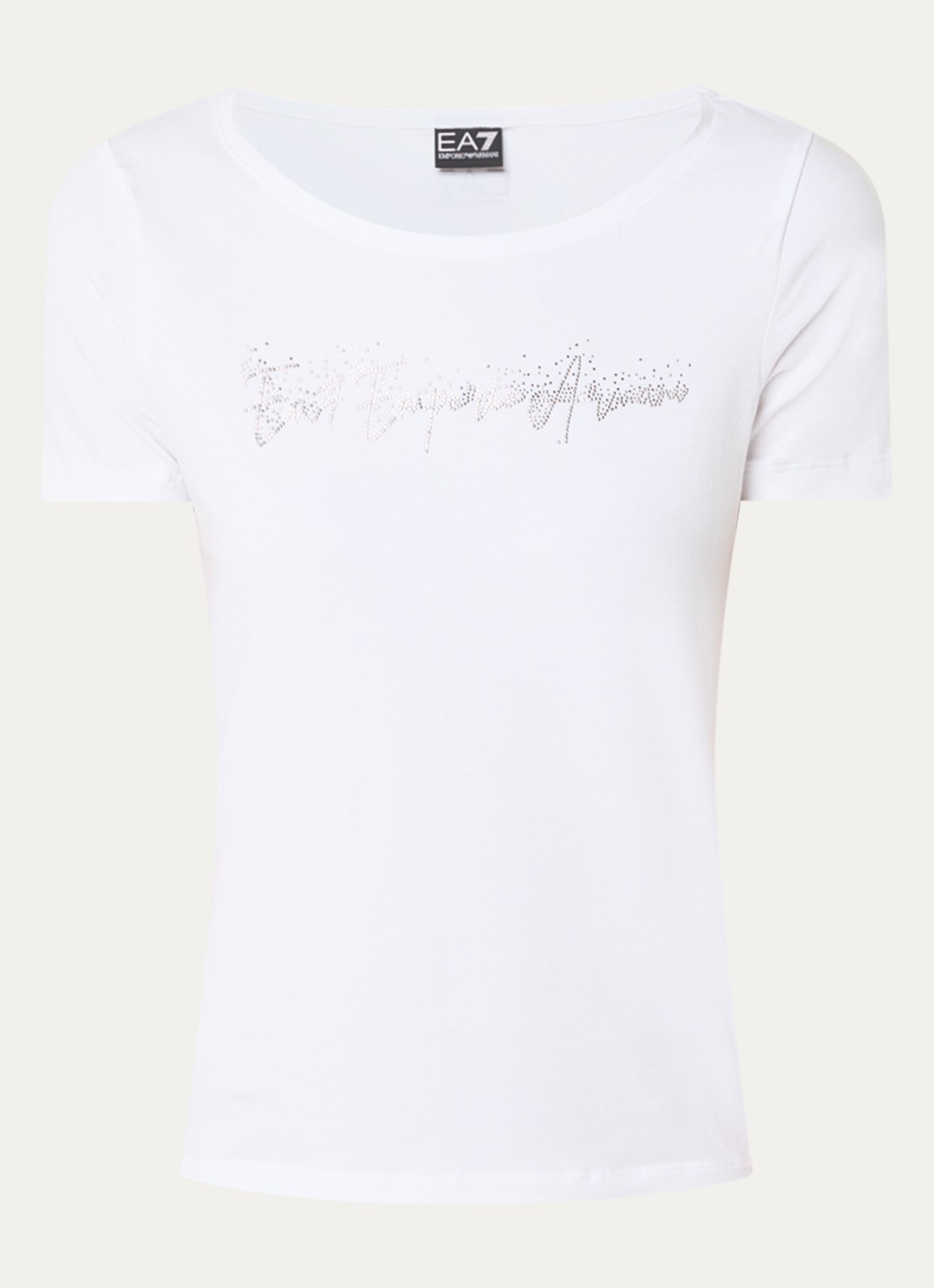 Armani T-shirt met strasslogo - voorkant wit