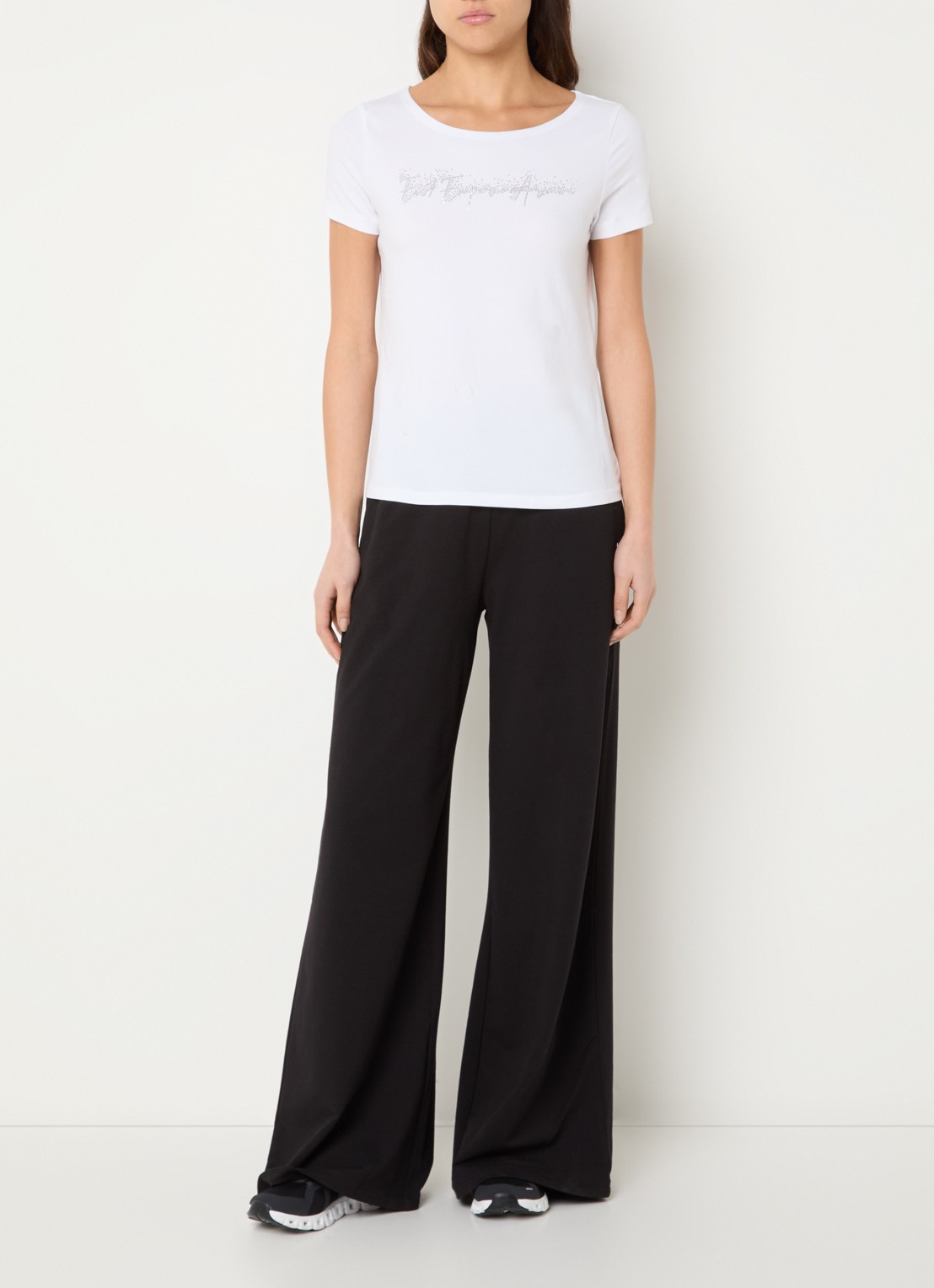 Armani T-shirt met strasslogo - voorkant 2 wit