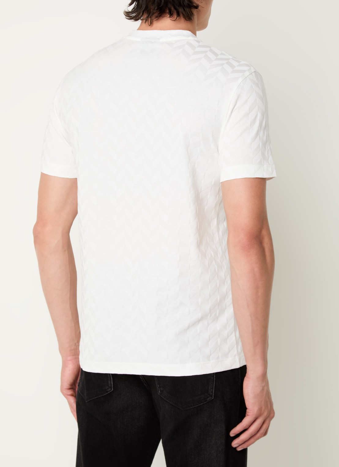 Armani T-shirt met structuur en stretch - achterkant 3 gebroken wit