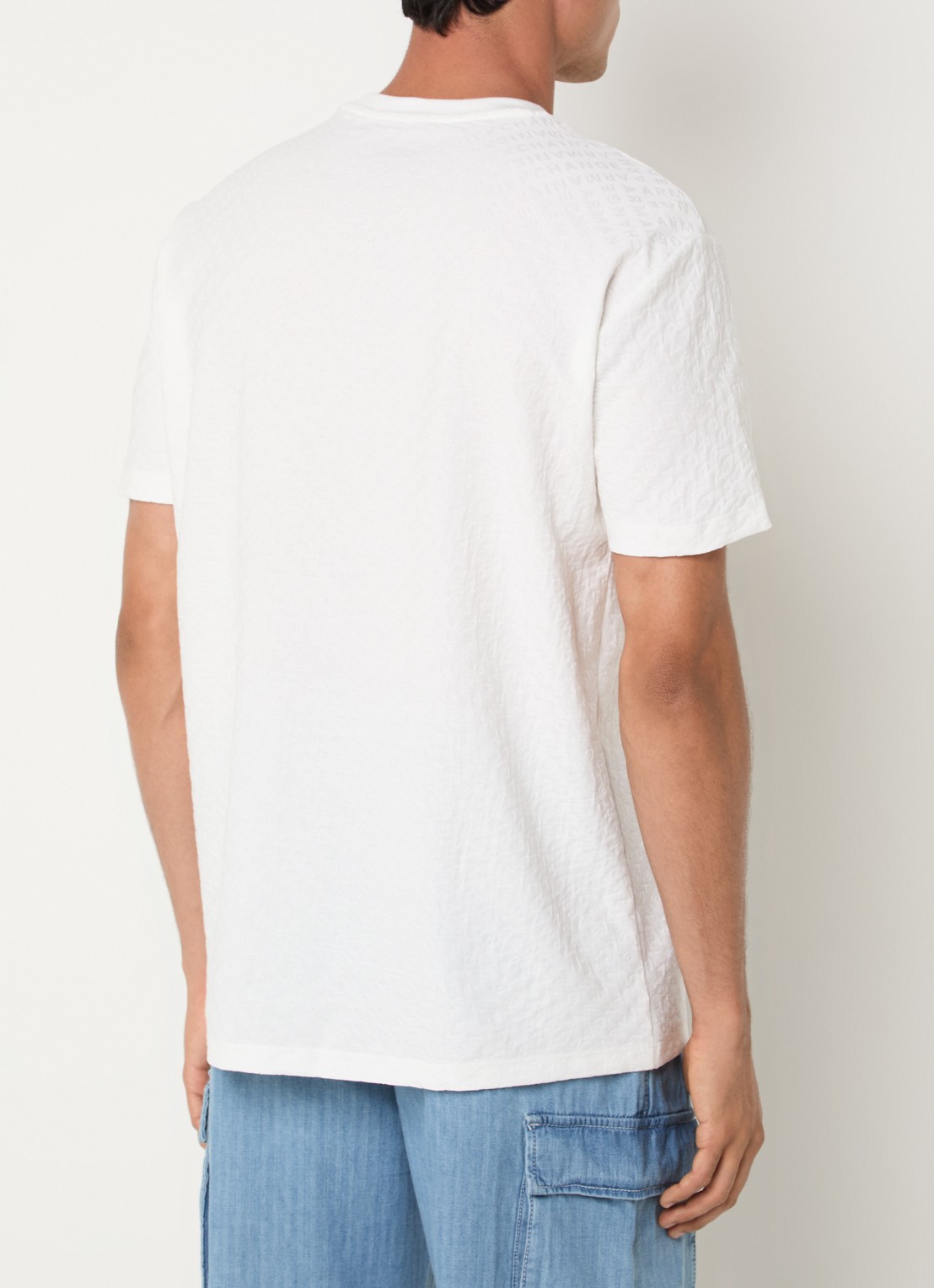 Armani T-shirt met structuur - achterkant 4 gebroken wit