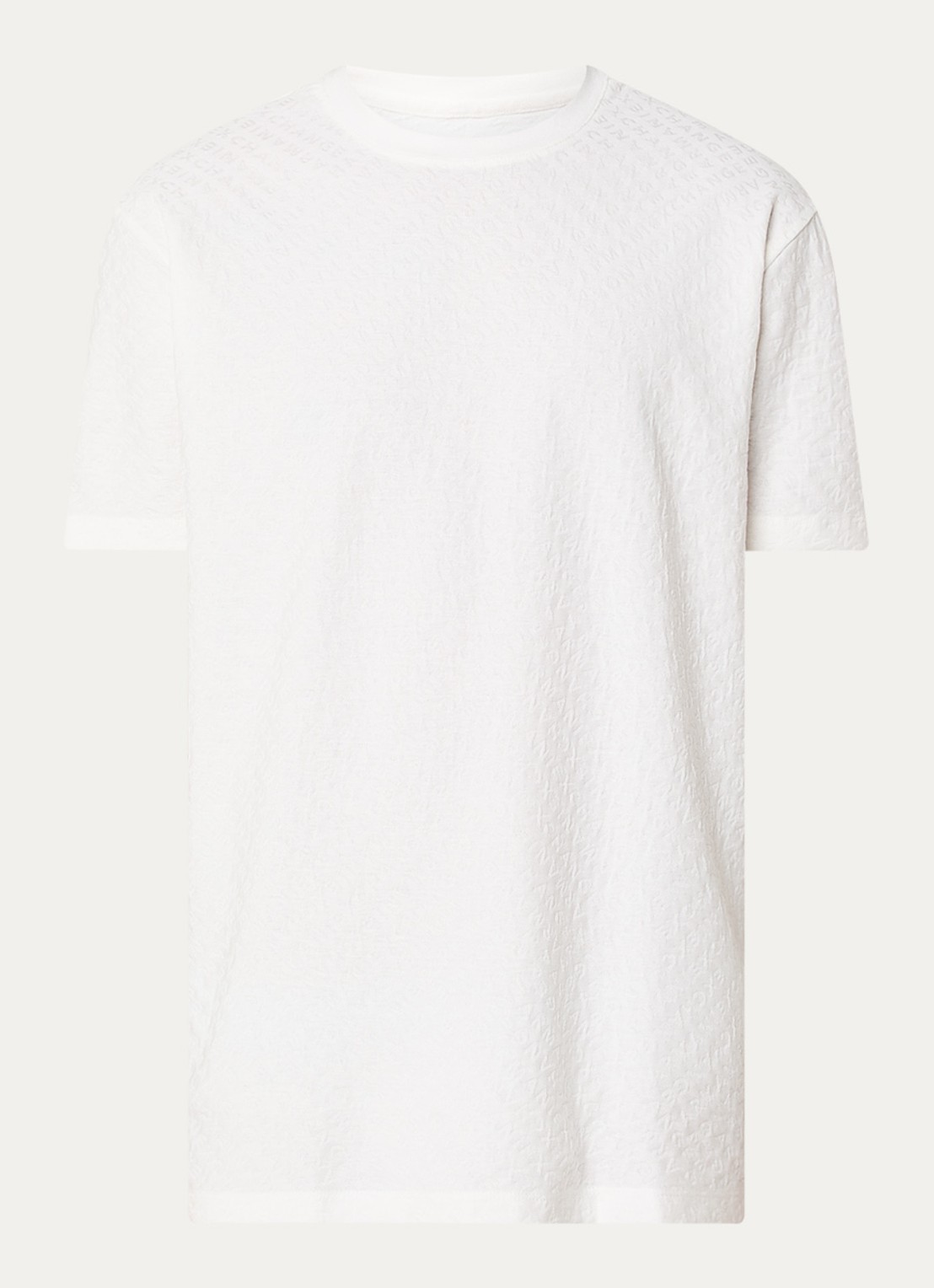 Armani T-shirt met structuur - voorkant gebroken wit
