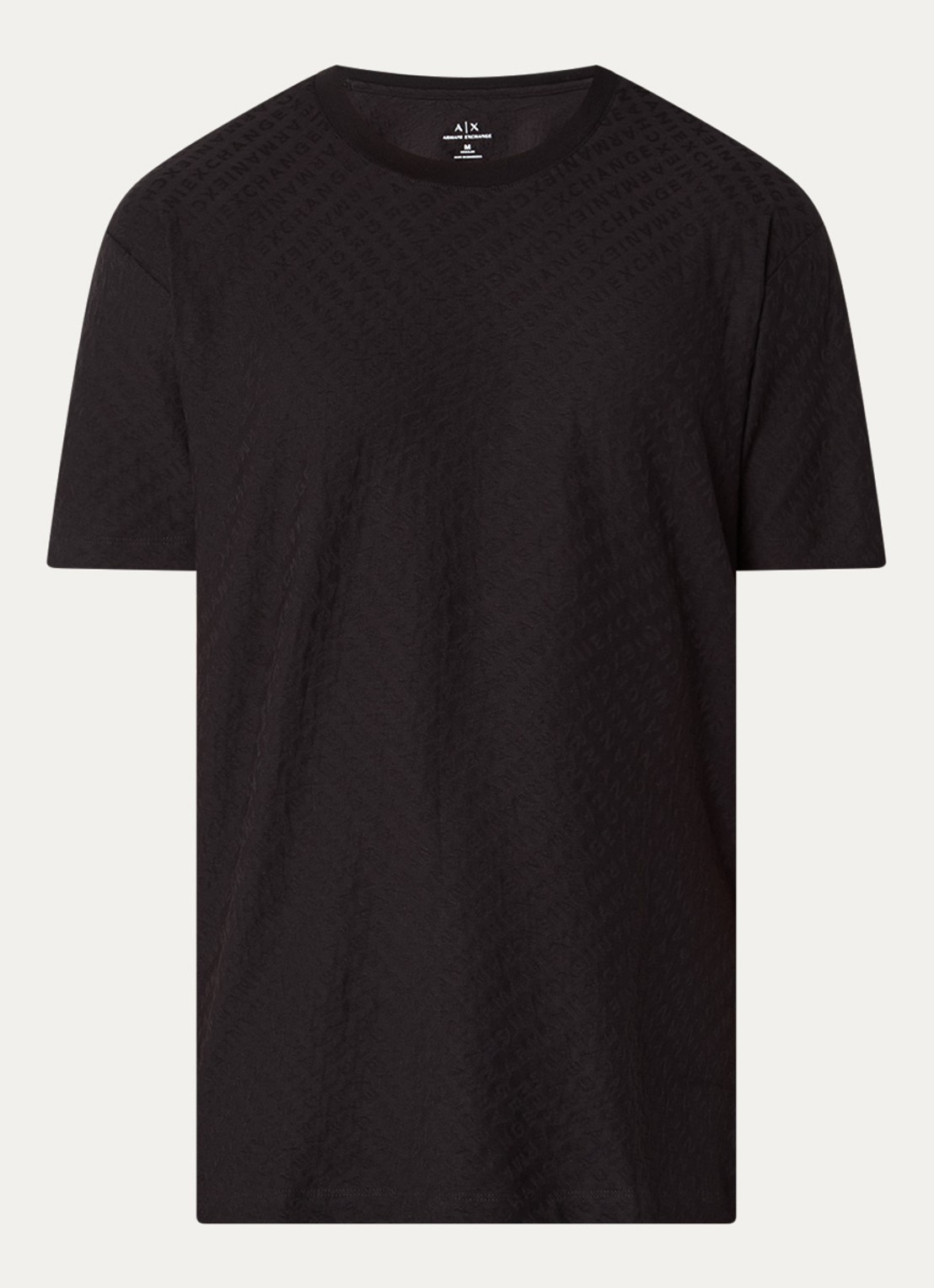 Armani T-shirt met structuur - voorkant zwart