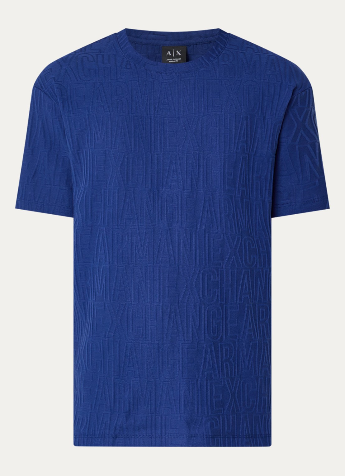 Armani T-shirt met structuur - voorkant kobaltblauw