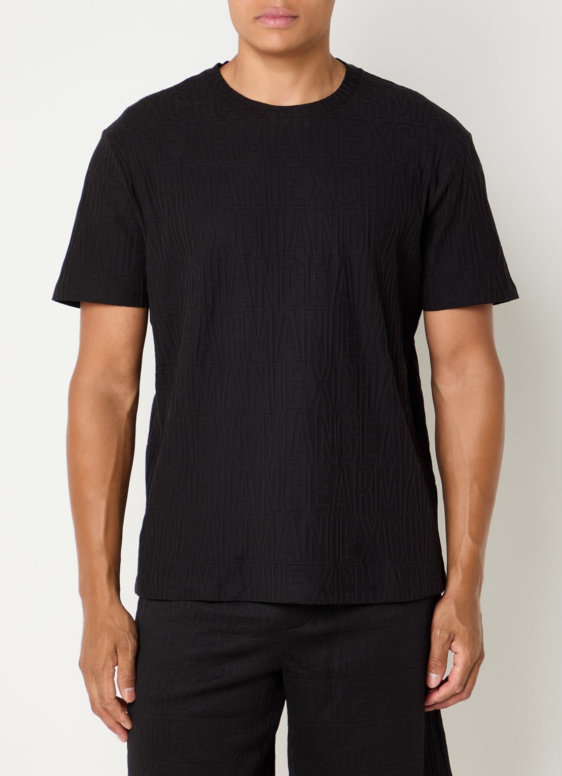 Armani T-shirt met structuur - detail 4 zwart