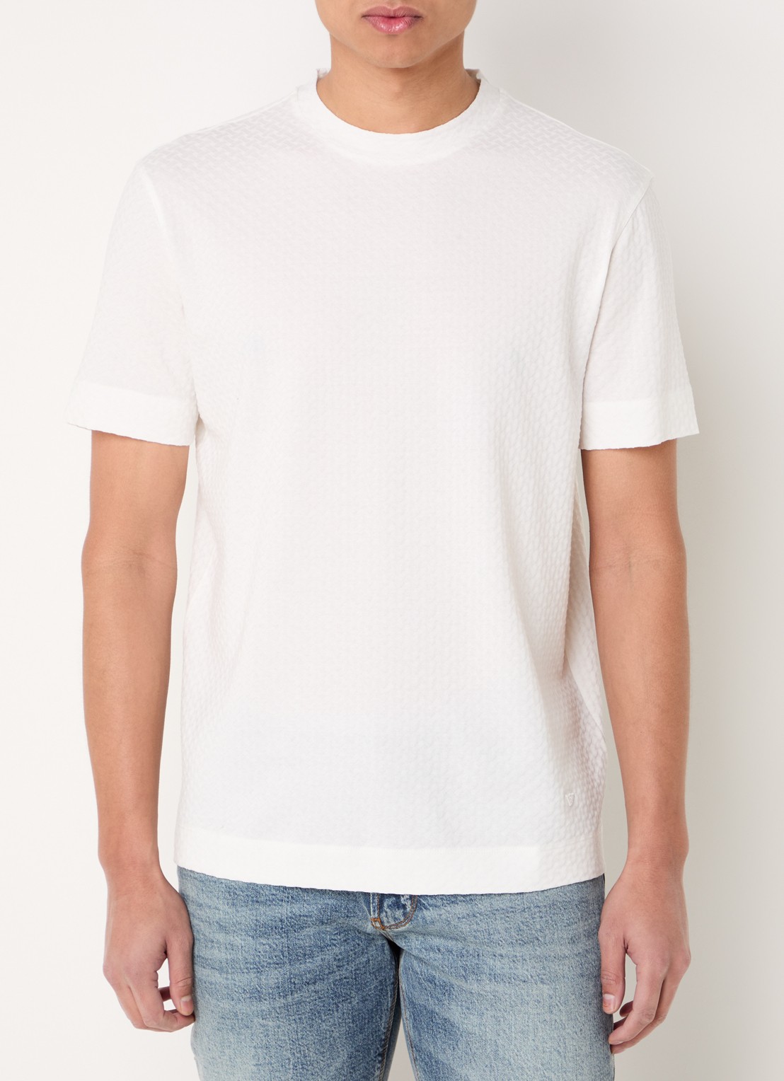 Armani T-shirt met structuur - detail 3 gebroken wit