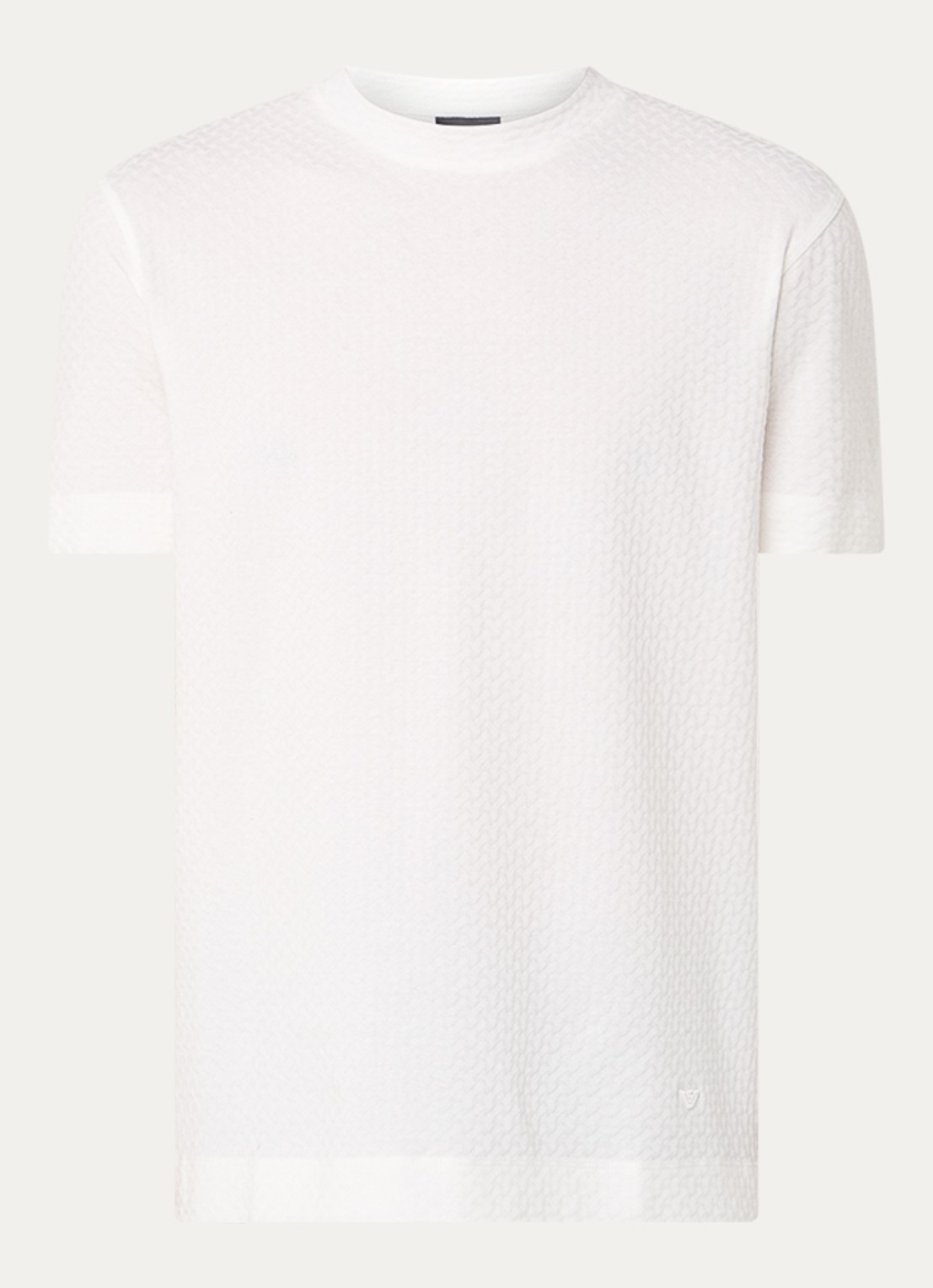 Armani T-shirt met structuur - voorkant gebroken wit