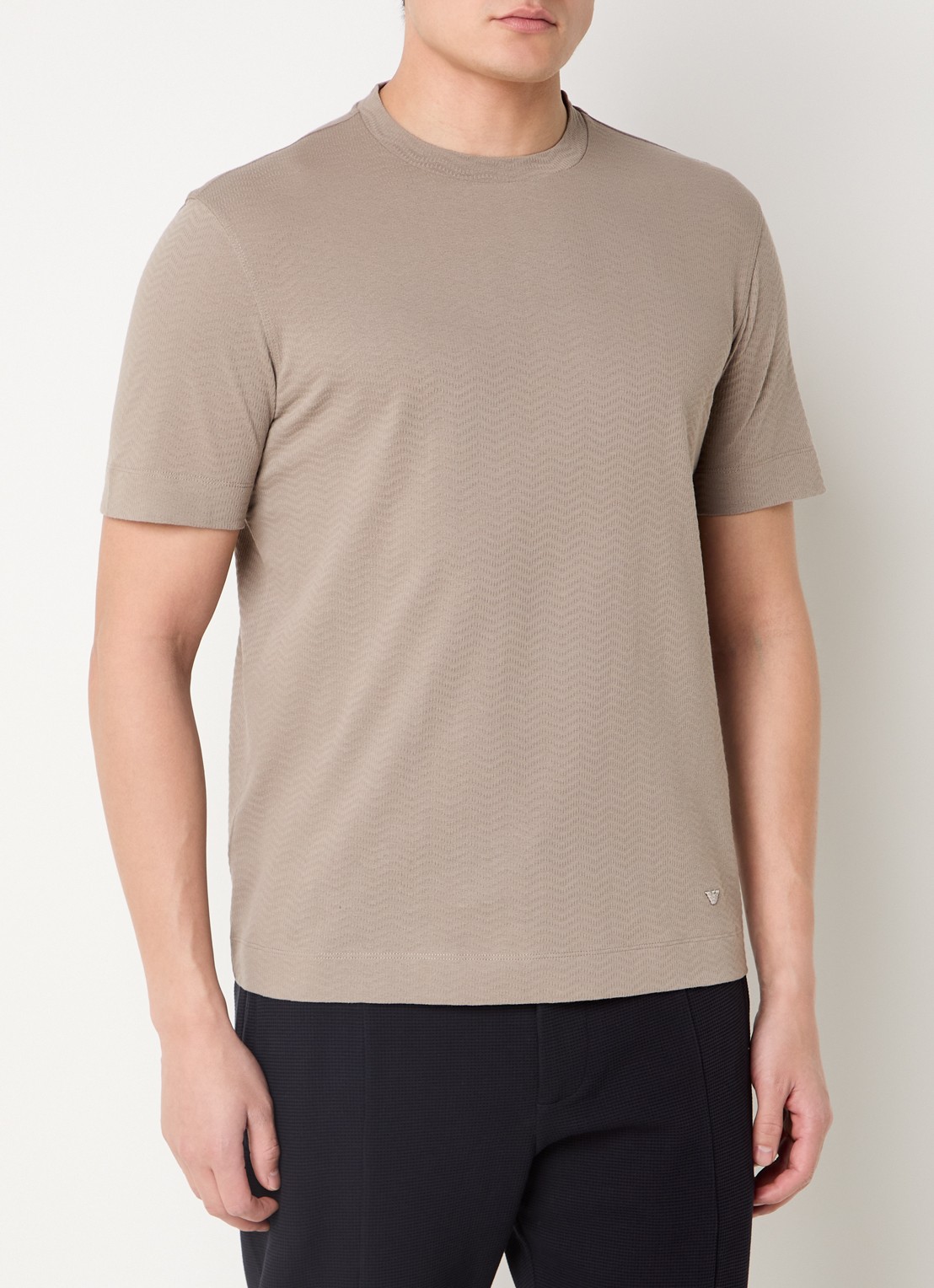 Armani T-shirt met structuur - detail 4 zand