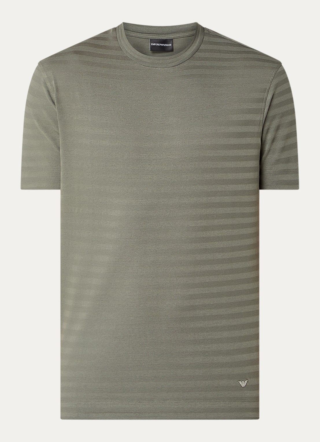 Armani T-shirt met structuur - voorkant 2 olijfgroen