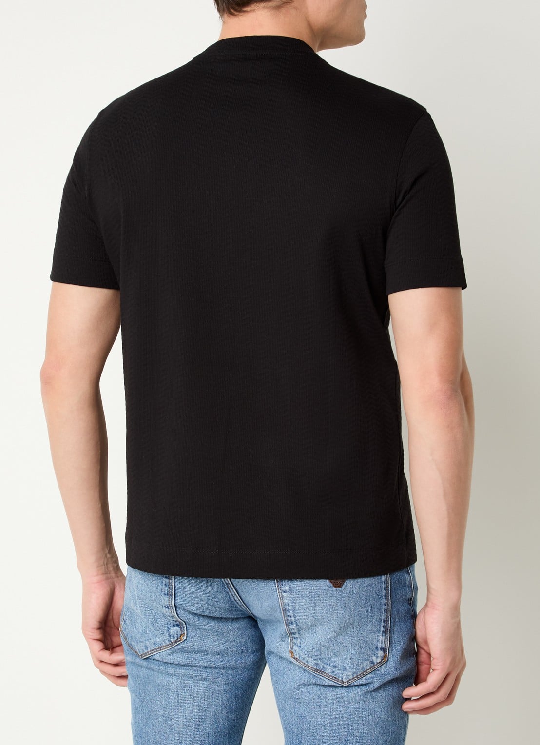 Armani T-shirt met structuur - achterkant 4 zwart