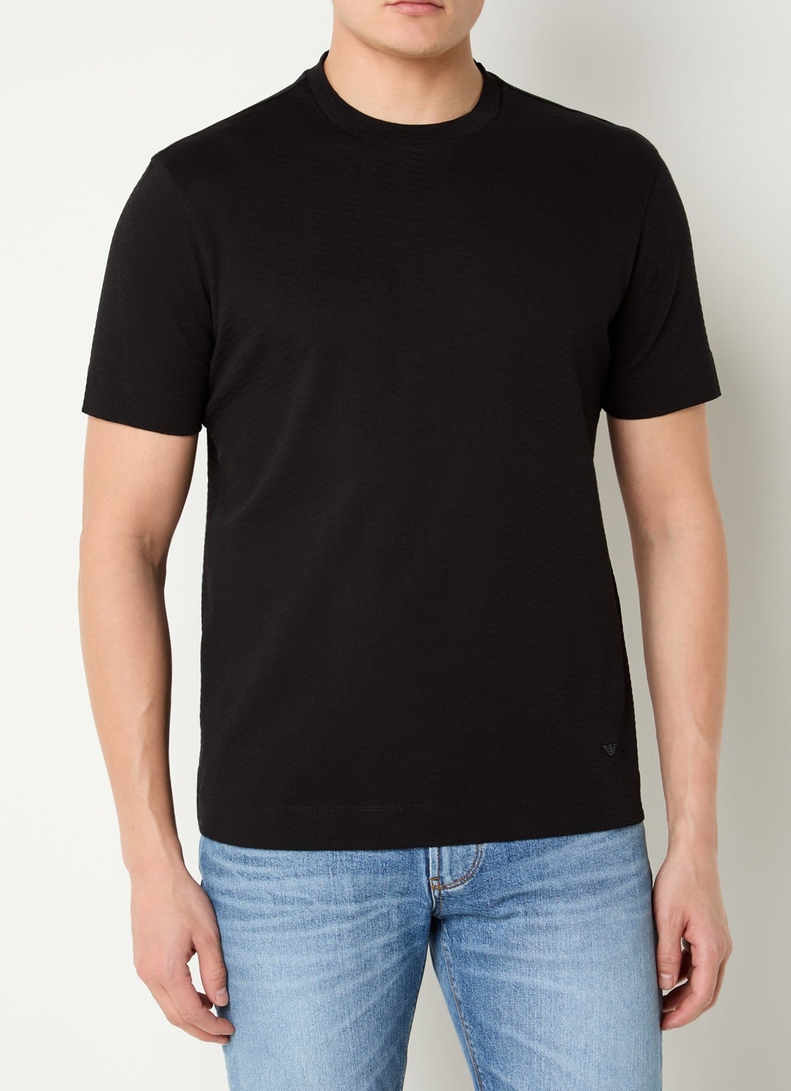Armani T-shirt met structuur - detail 6 zwart