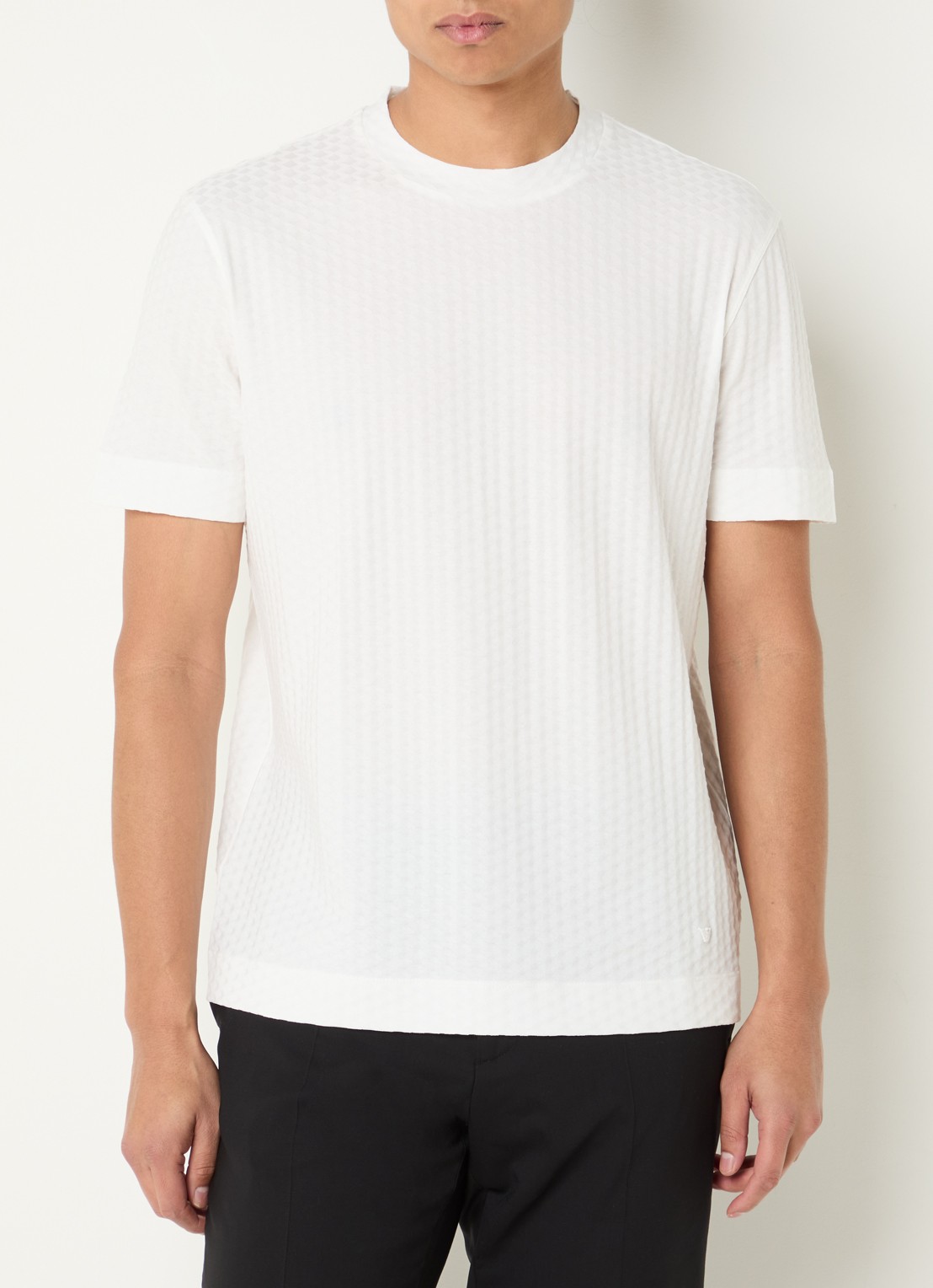 Armani T-shirt met structuur - detail 3 ivoor