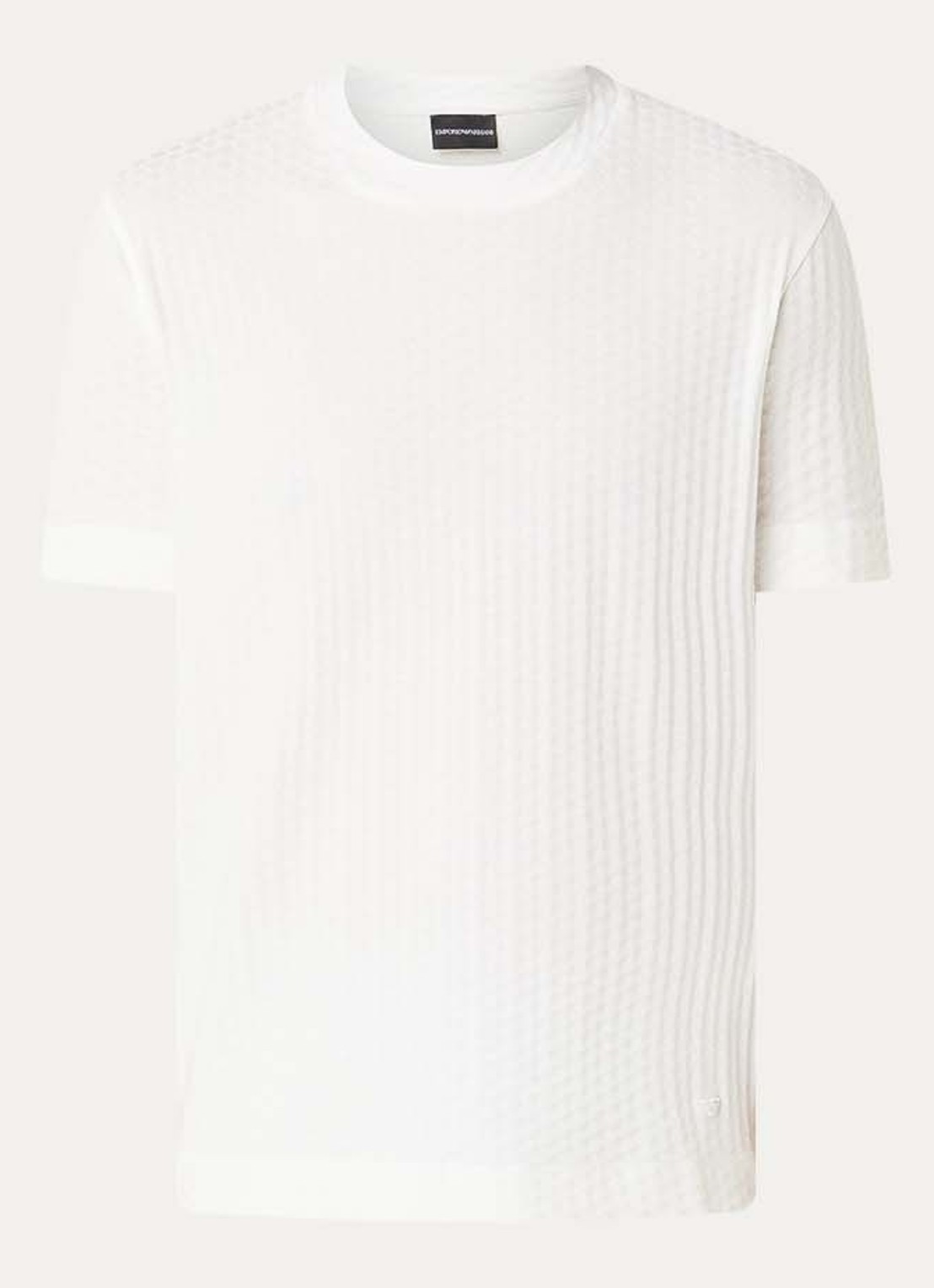 Armani T-shirt met structuur - voorkant ivoor