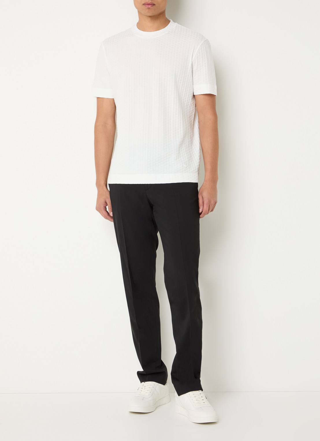 Armani T-shirt met structuur - voorkant 2 ivoor