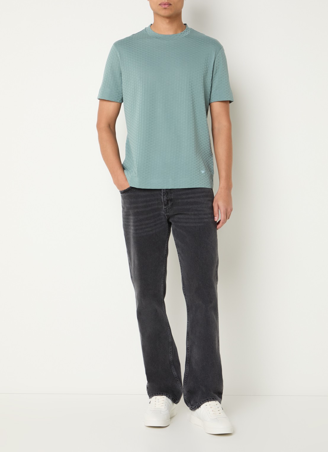 Armani T-shirt met structuur - voorkant 2 mint