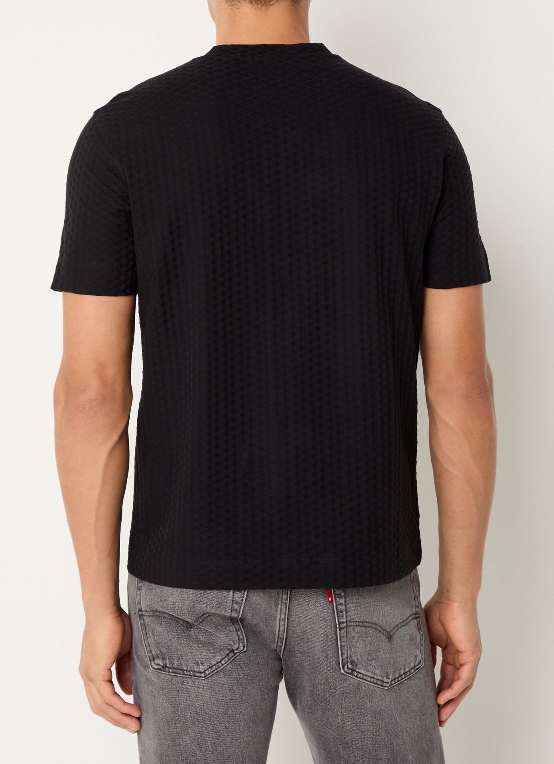 Armani T-shirt met structuur - achterkant 5 zwart