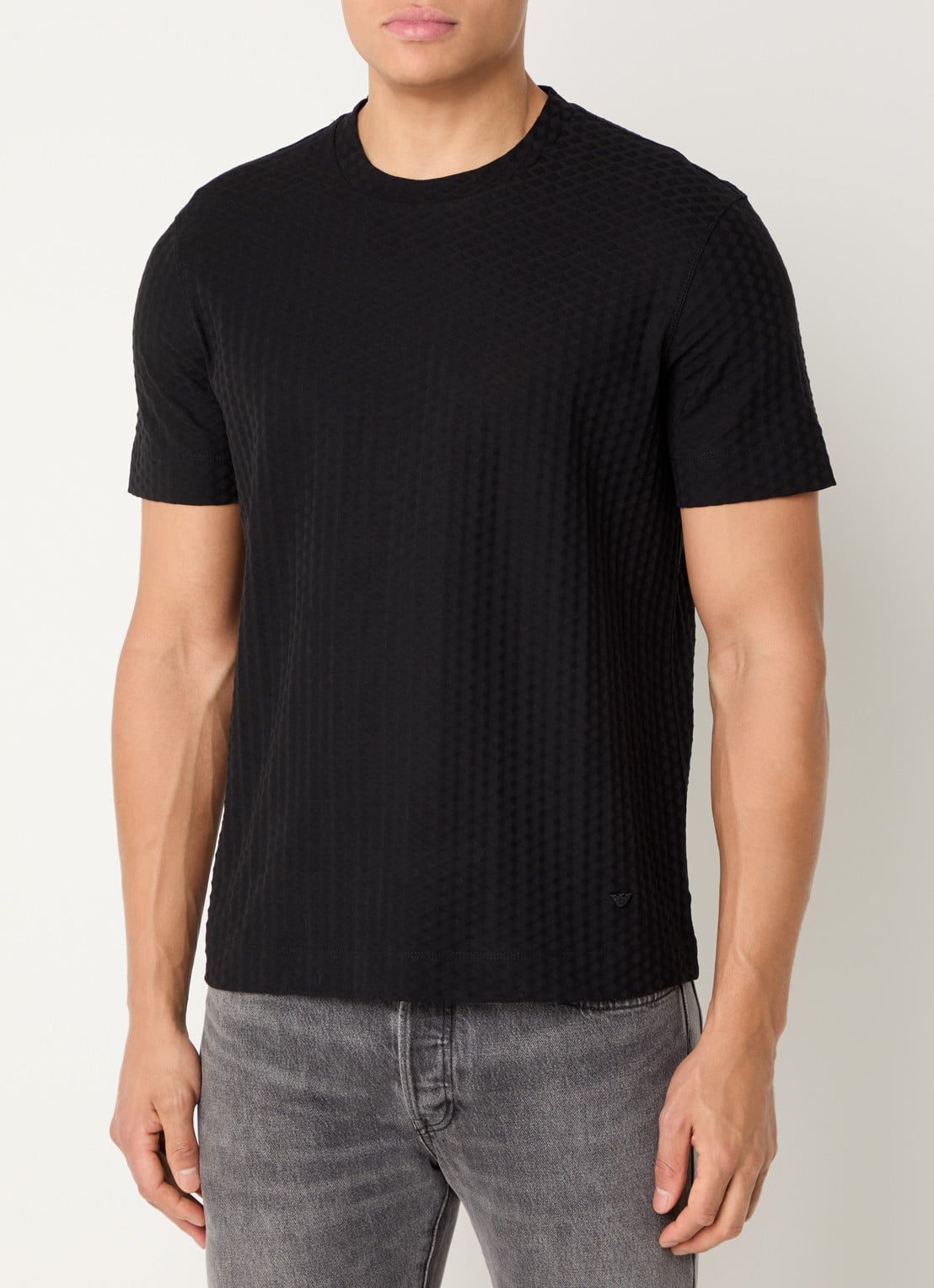 Armani T-shirt met structuur - detail 7 zwart