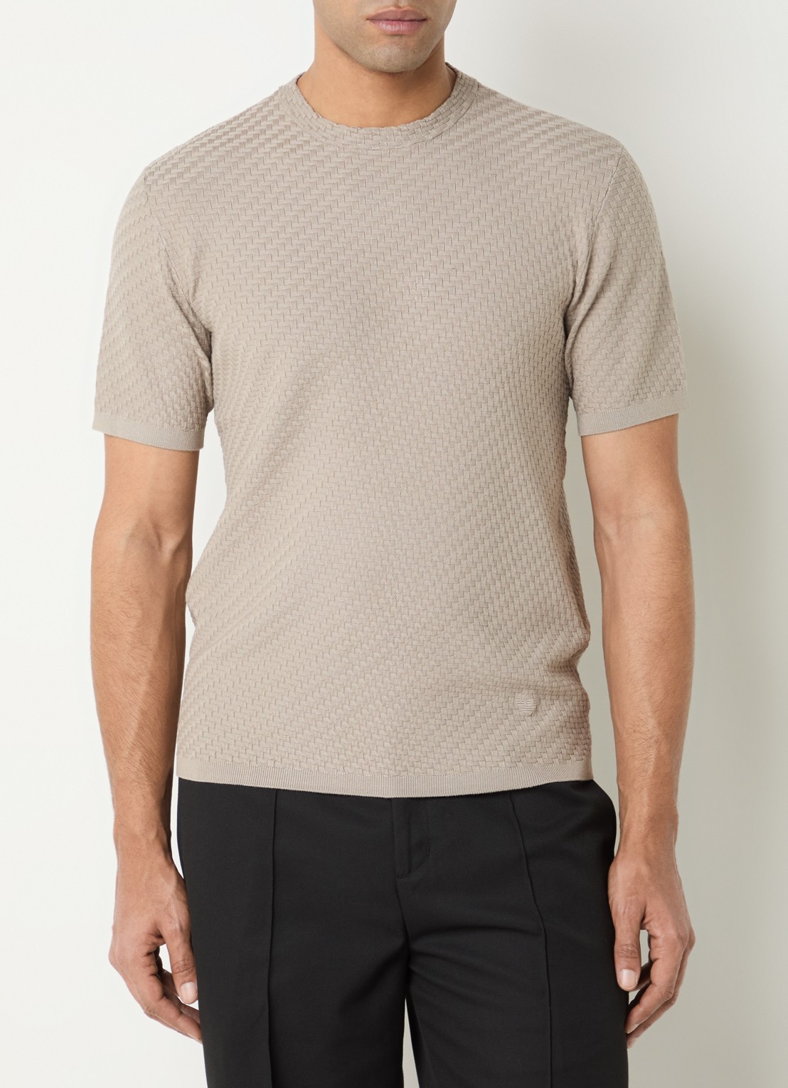 Armani T-shirt met structuur - detail khaki
