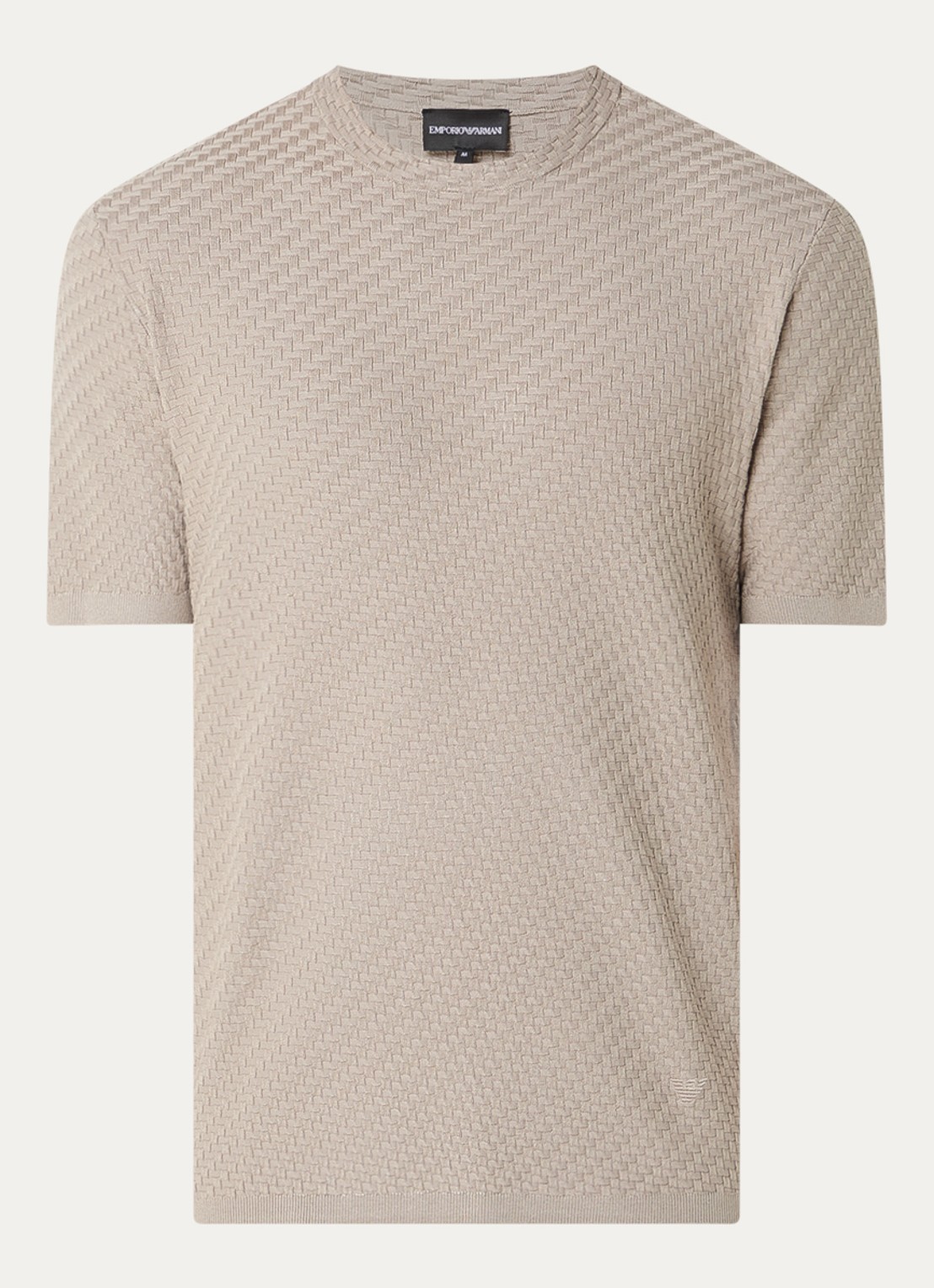 Armani T-shirt met structuur - voorkant 3 khaki