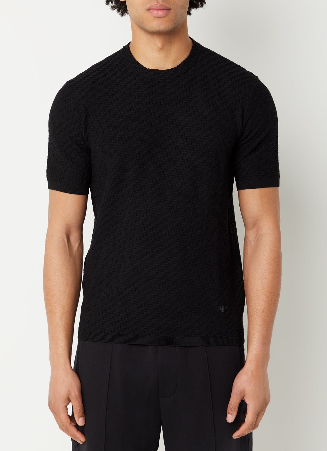 Armani T-shirt met structuur - detail zwart