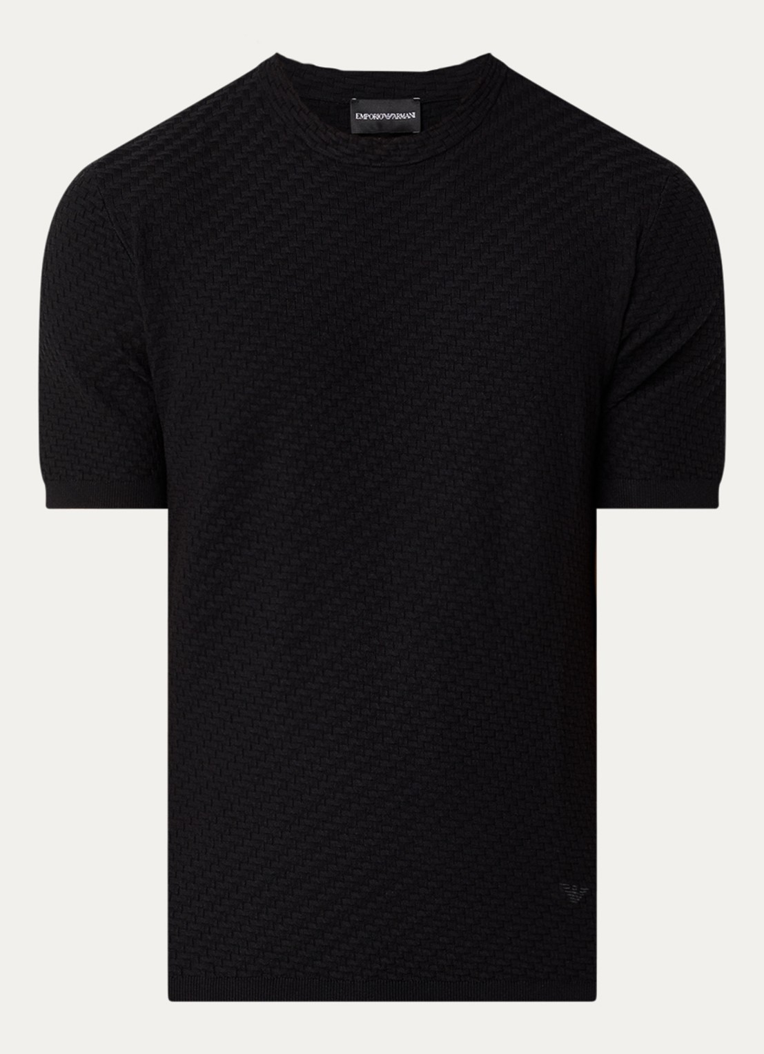Armani T-shirt met structuur - voorkant 3 zwart