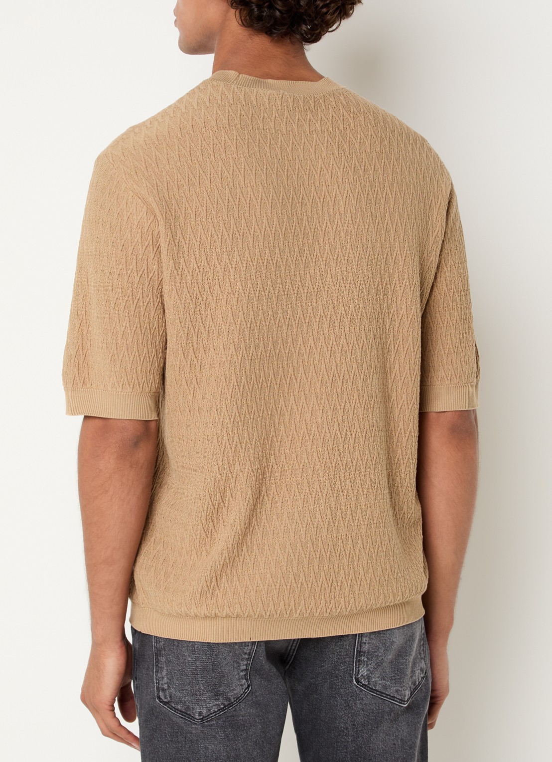 Armani T-shirt met structuur - achterkant 2 camel