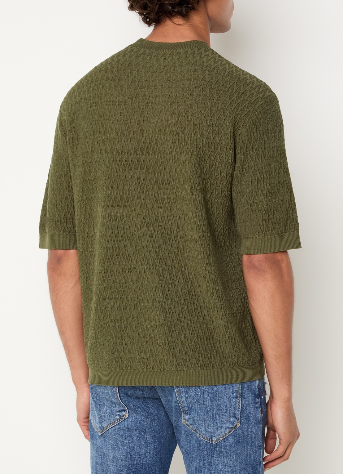 Armani T-shirt met structuur - achterkant bronsgroen