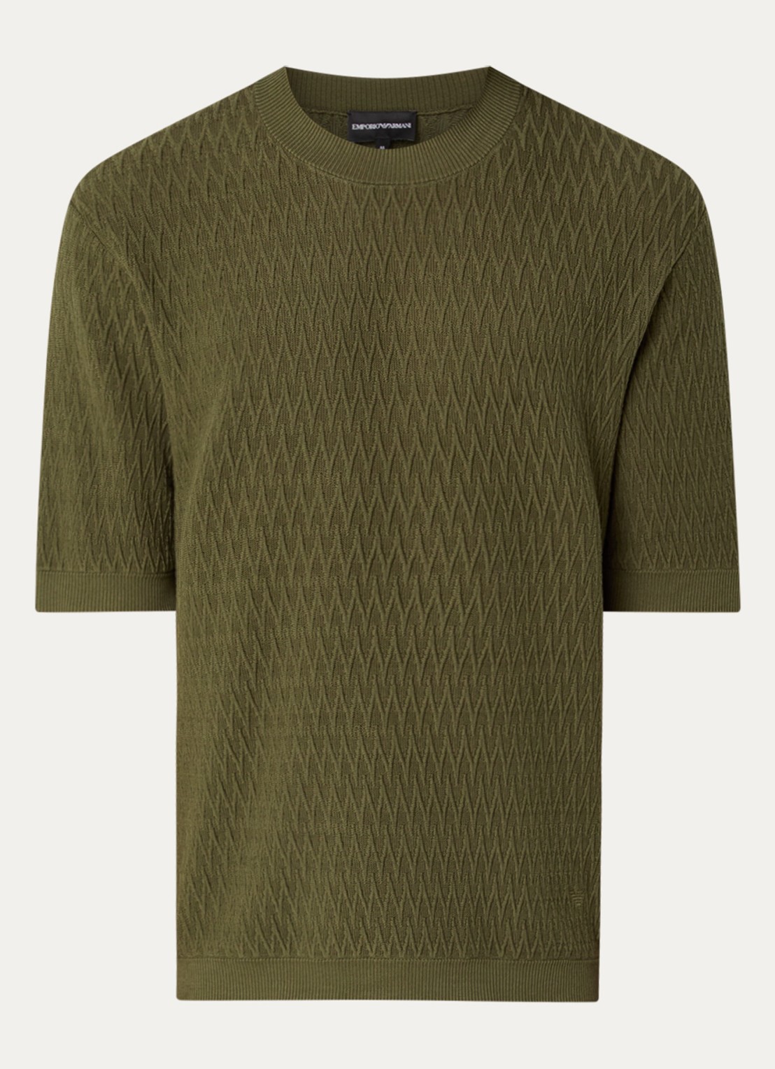 Armani T-shirt met structuur - voorkant 2 bronsgroen