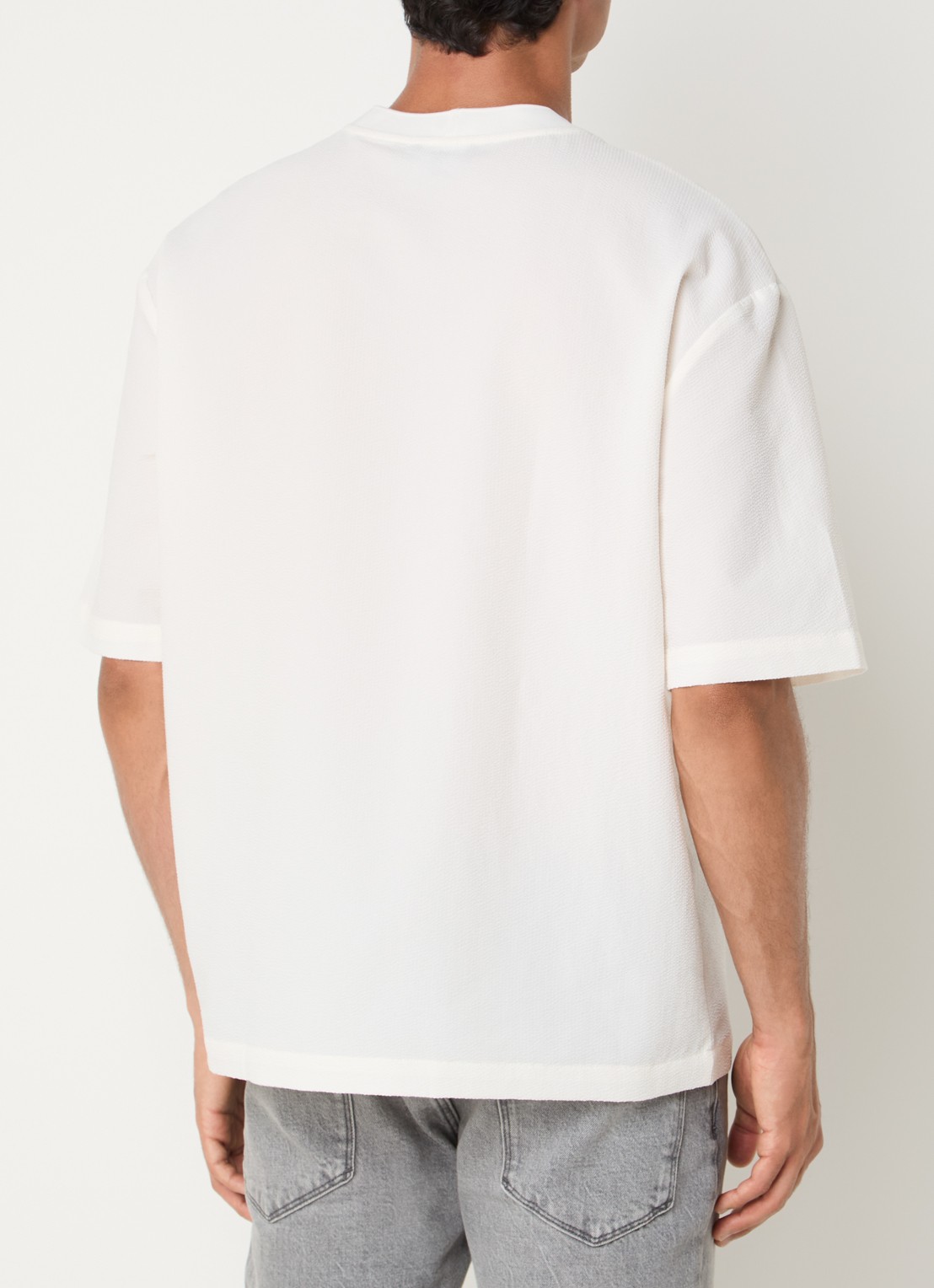 Armani T-shirt met structuur - achterkant gebroken wit