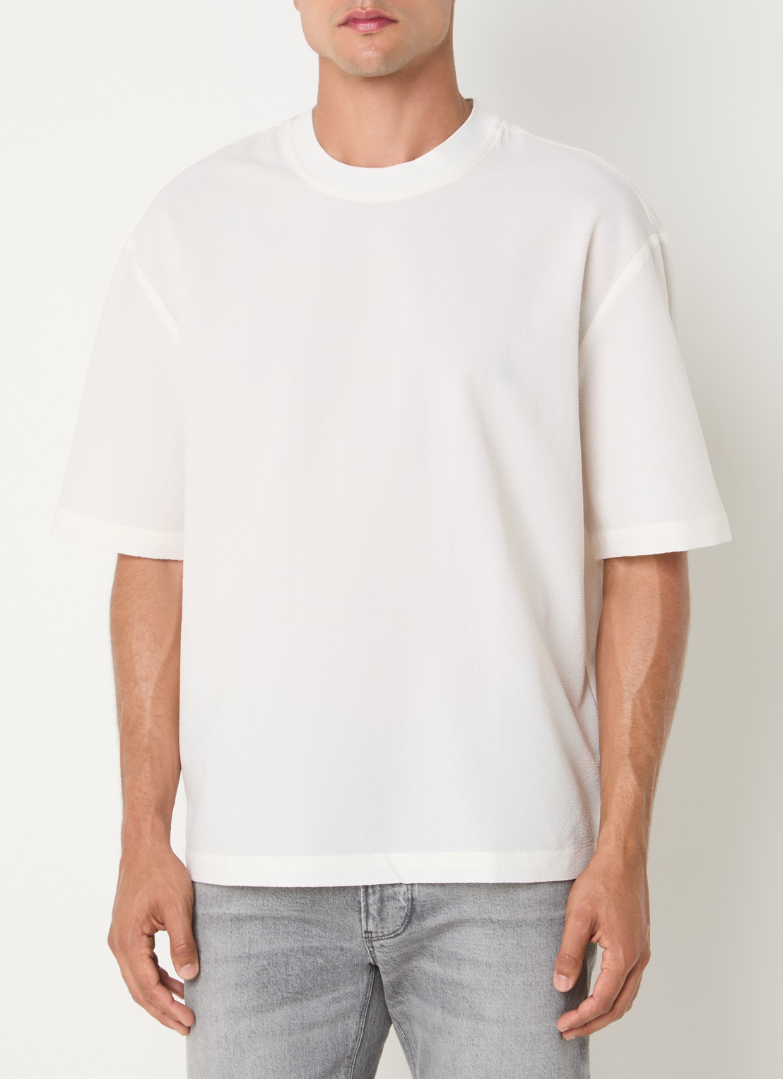 Armani T-shirt met structuur - detail 2 gebroken wit