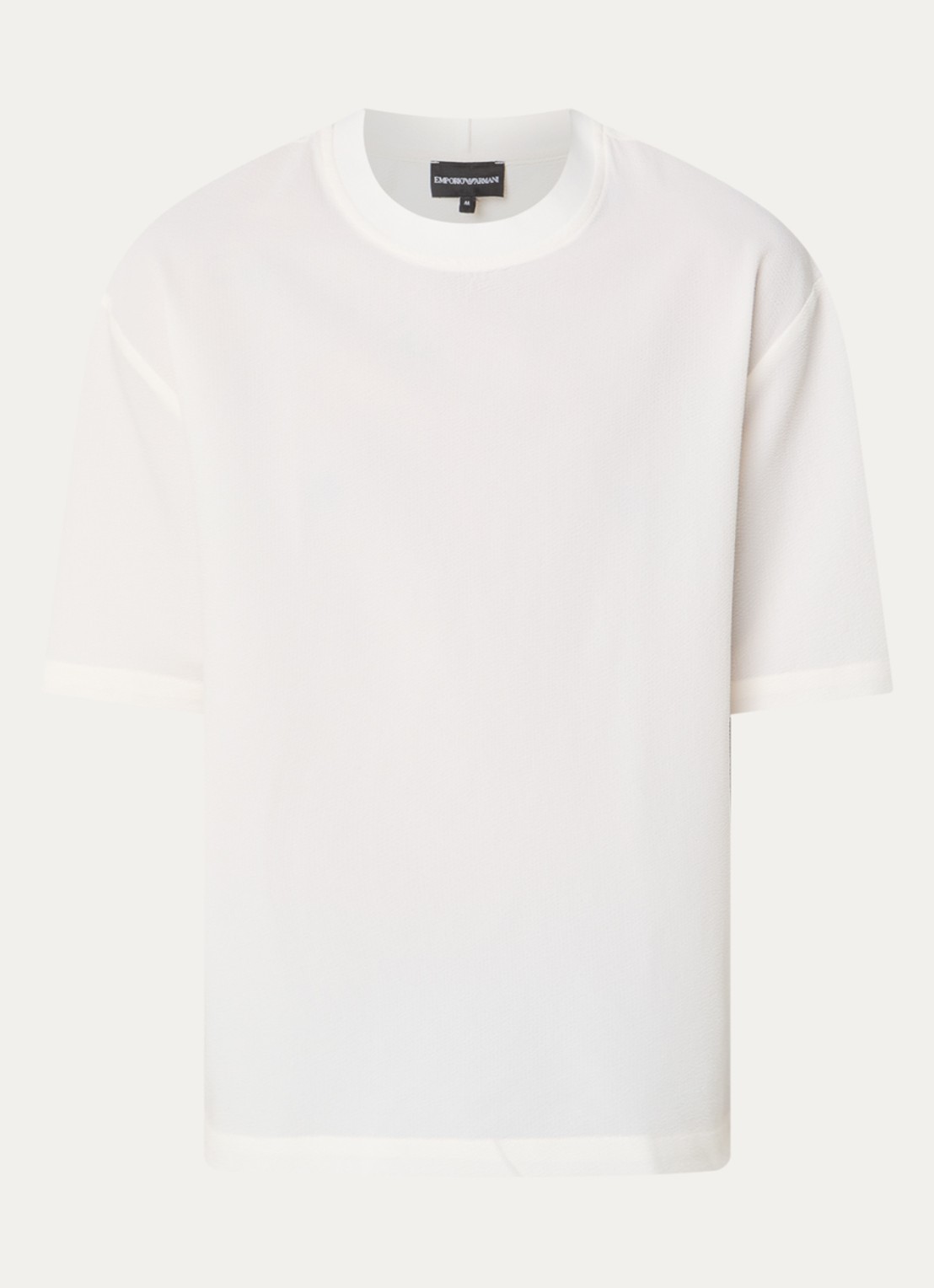 Armani T-shirt met structuur - voorkant 3 gebroken wit