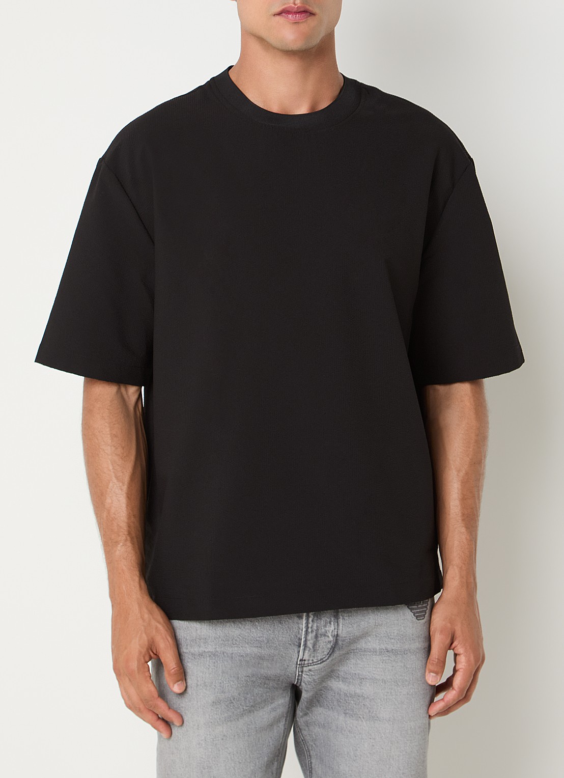 Armani T-shirt met structuur - detail 2 zwart