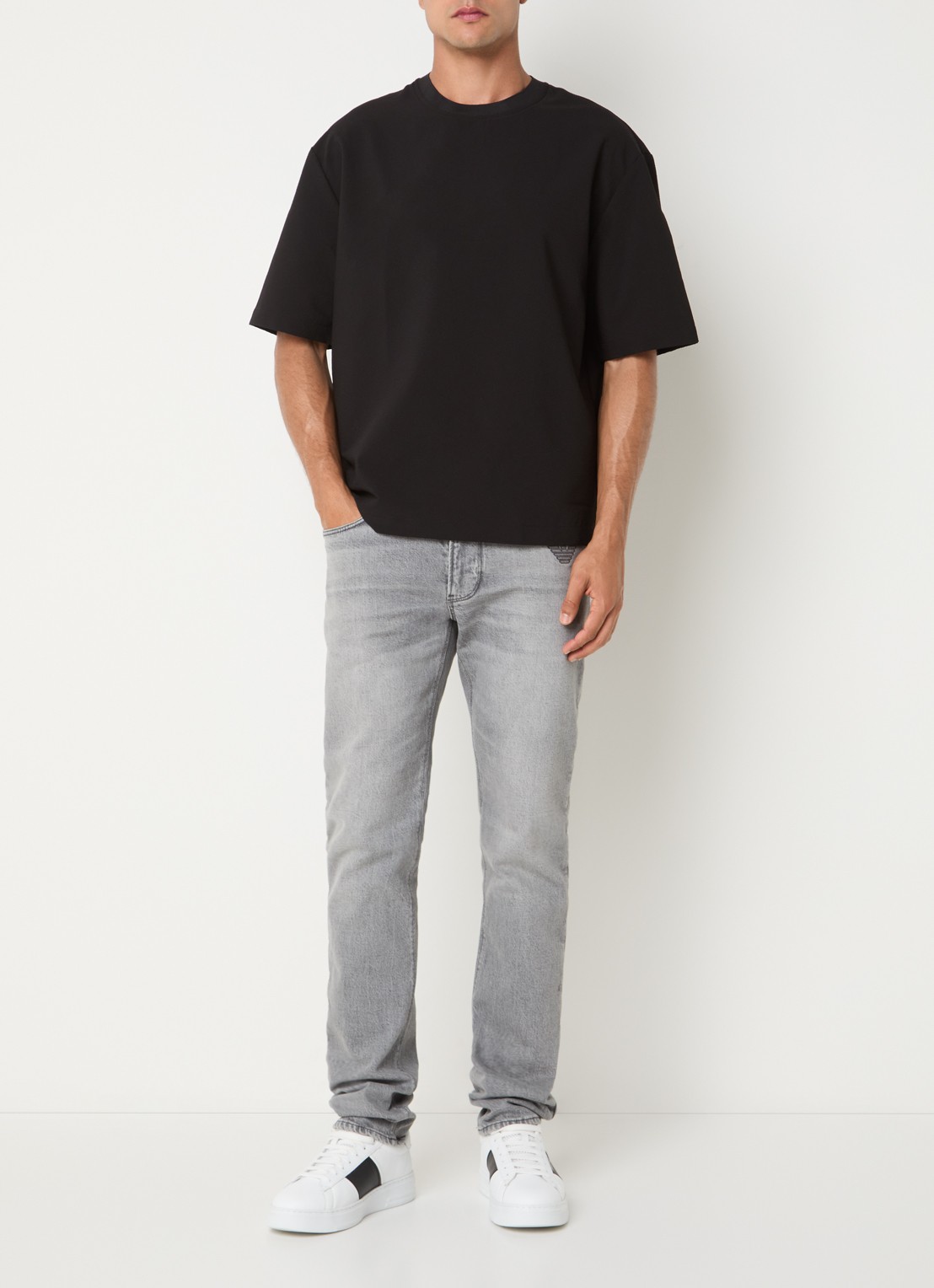 Armani T-shirt met structuur - voorkant 4 zwart