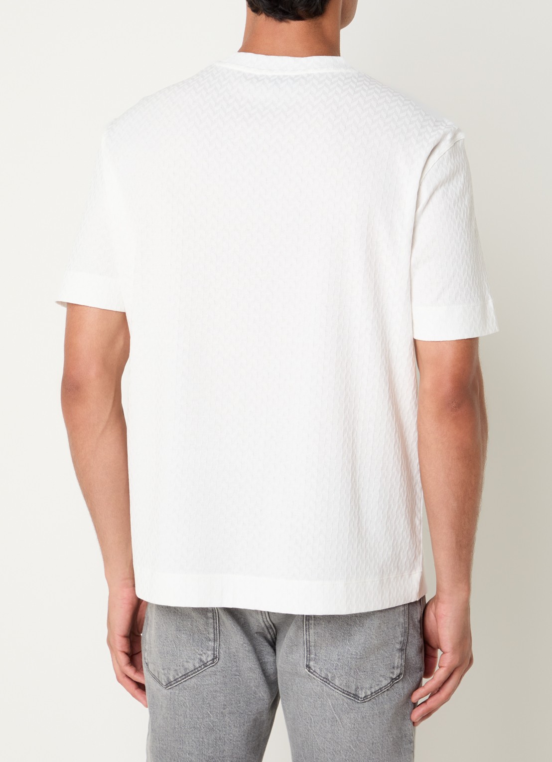 Armani T-shirt met structuur - achterkant 3 gebroken wit