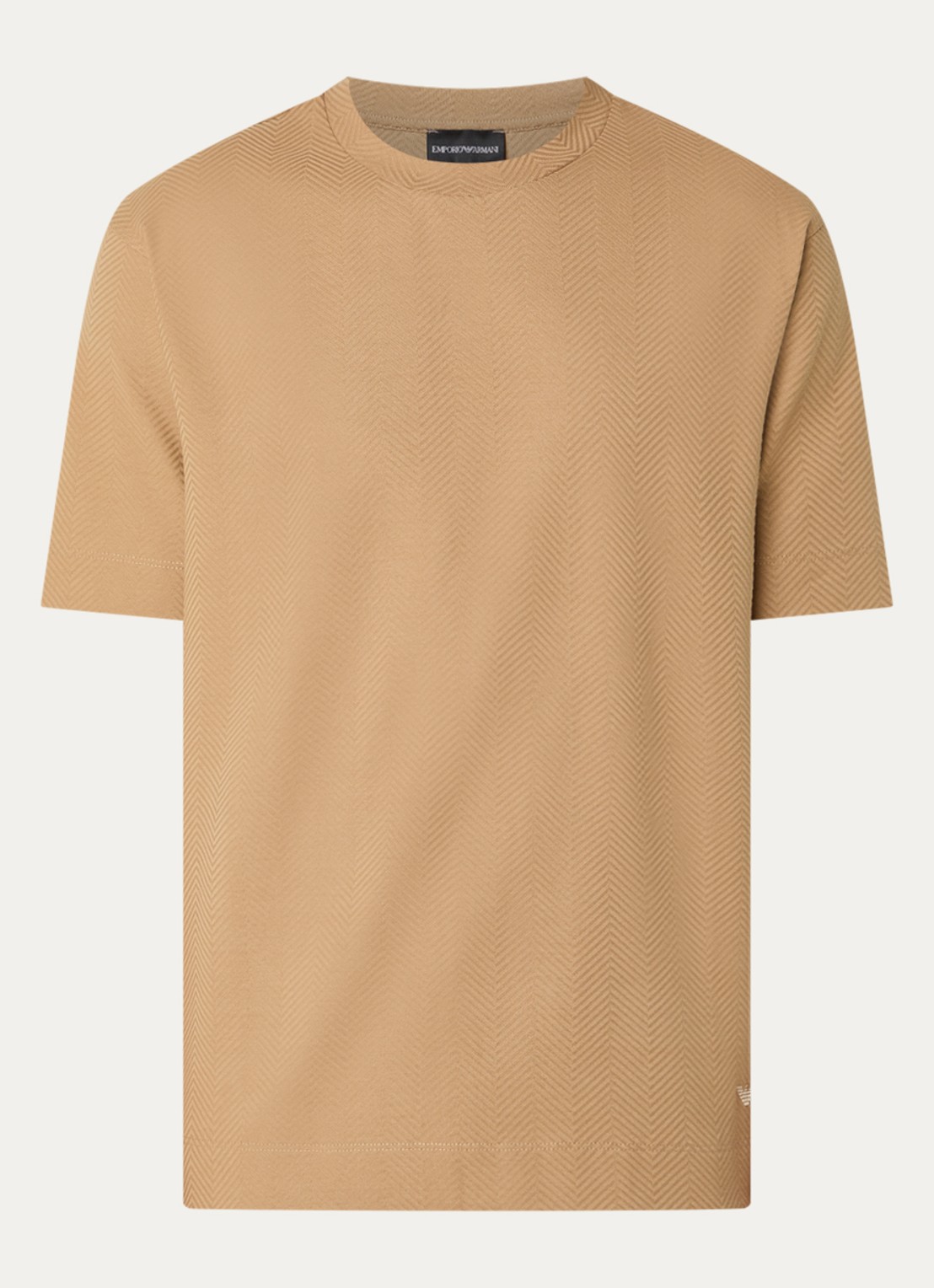 Armani T-shirt met structuur - voorkant beige