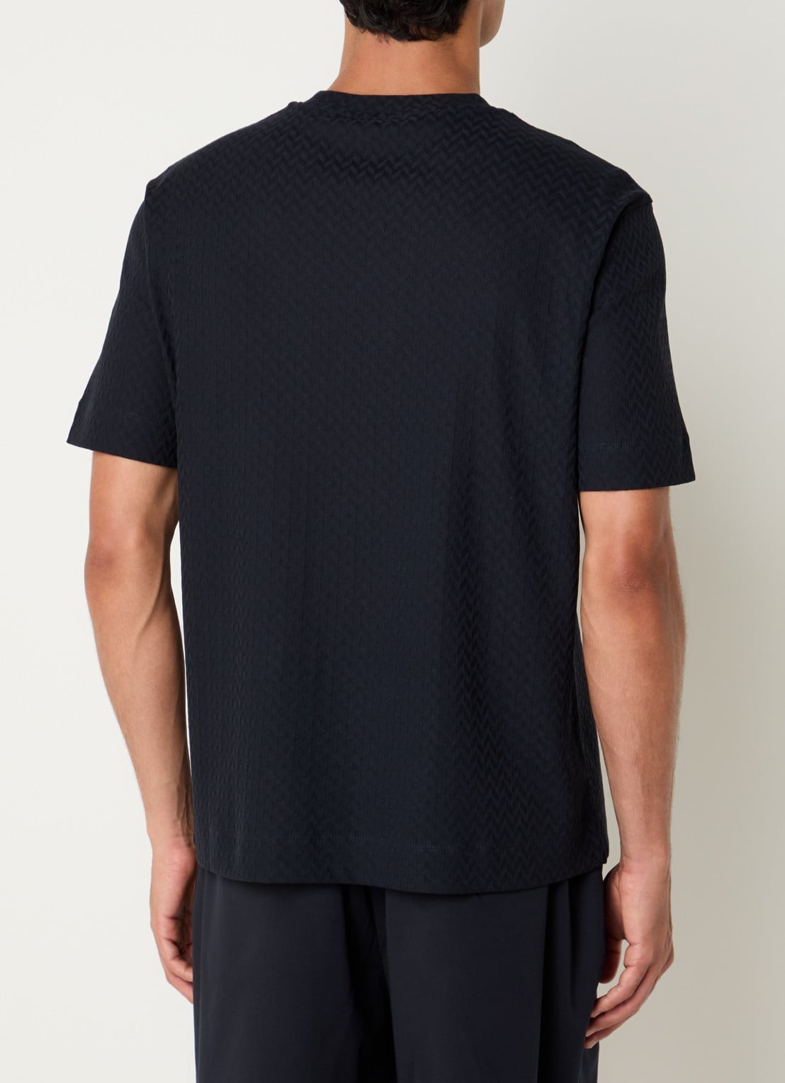 Armani T-shirt met structuur - achterkant 4 donkerblauw