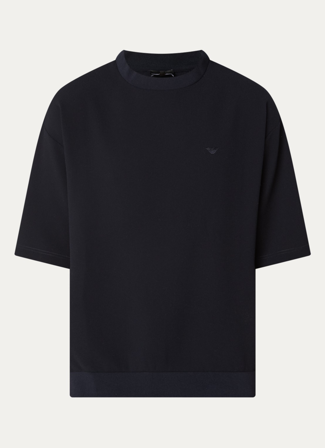 Armani T-shirt met structuur - voorkant 3 donkerblauw