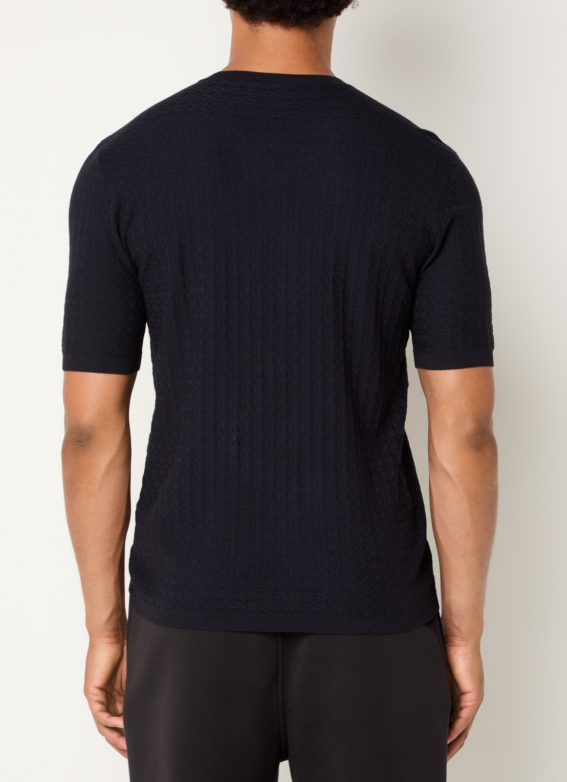 Armani T-shirt met structuur - achterkant 4 donkerblauw
