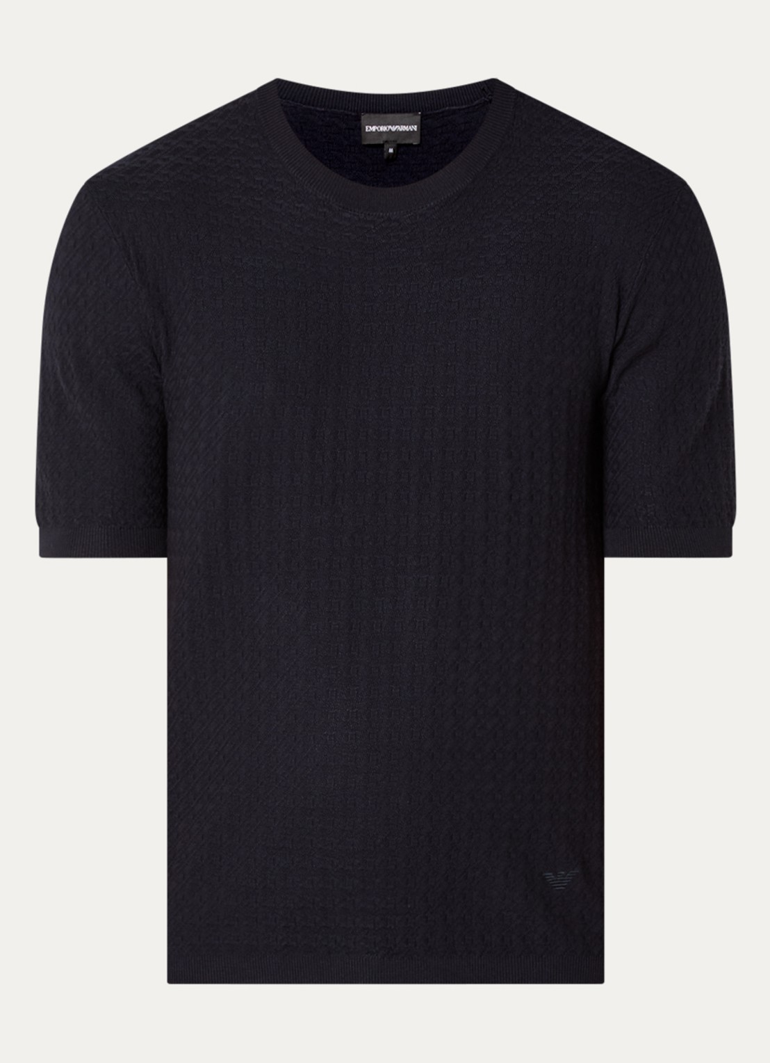 Armani T-shirt met structuur - voorkant 2 donkerblauw