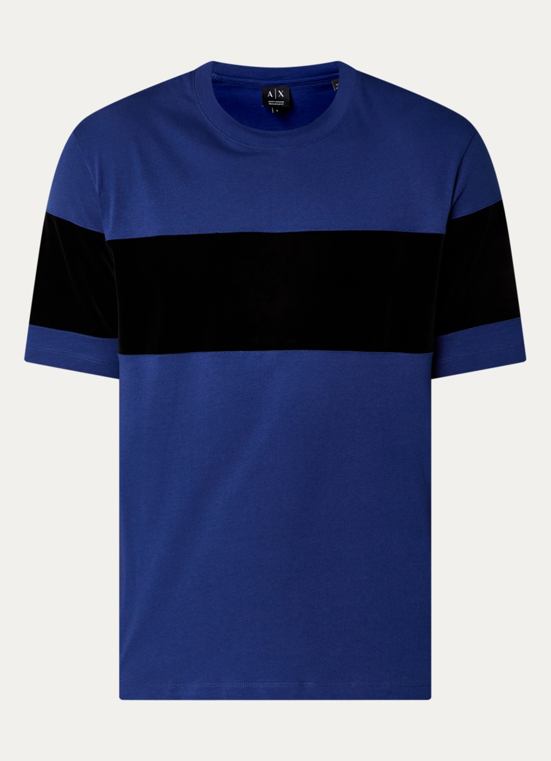 Armani T-shirt met suède details - voorkant 2 royalblauw