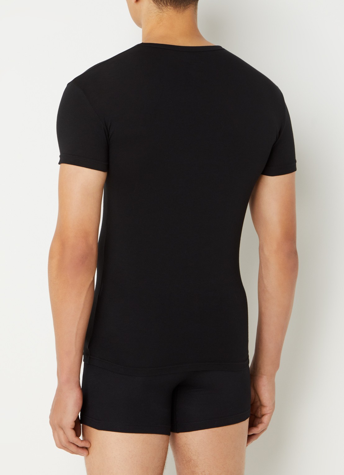 Armani T-shirt met V-hals in 2-pack - achterkant zwart